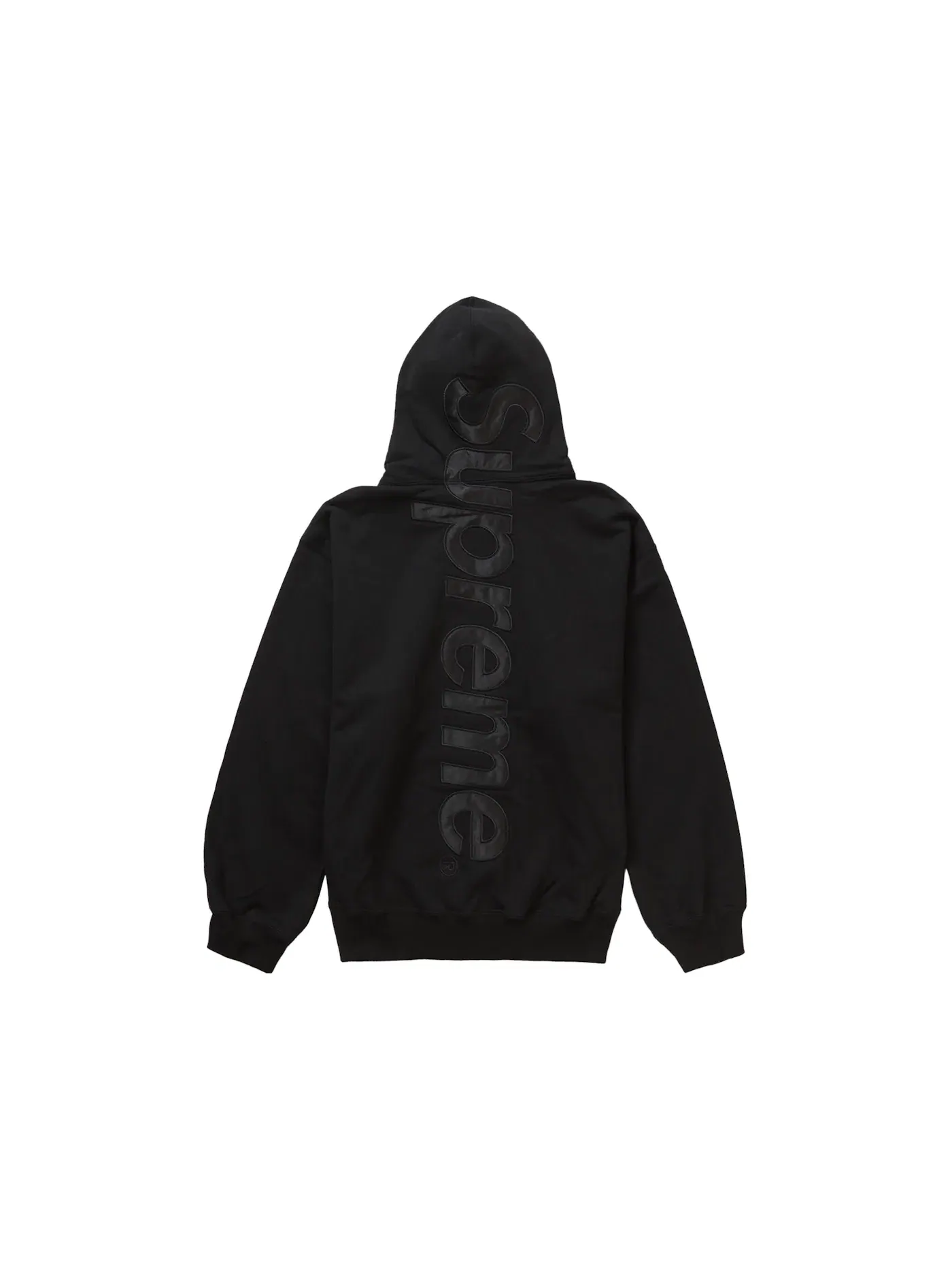 Мужская худи с сатиновой аппликацией Supreme — изображение 1 из 2, черный