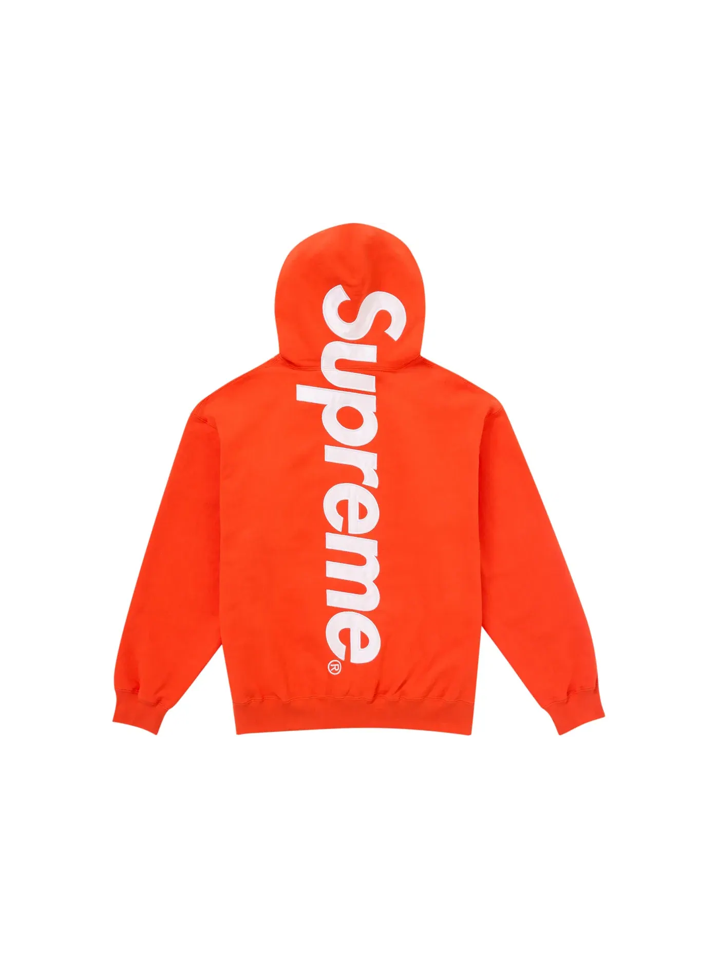 Мужской худи с сатиновой аппликацией Sweatshirt (FW24) Supreme — изображение 1 из 2, яркий оранжевый