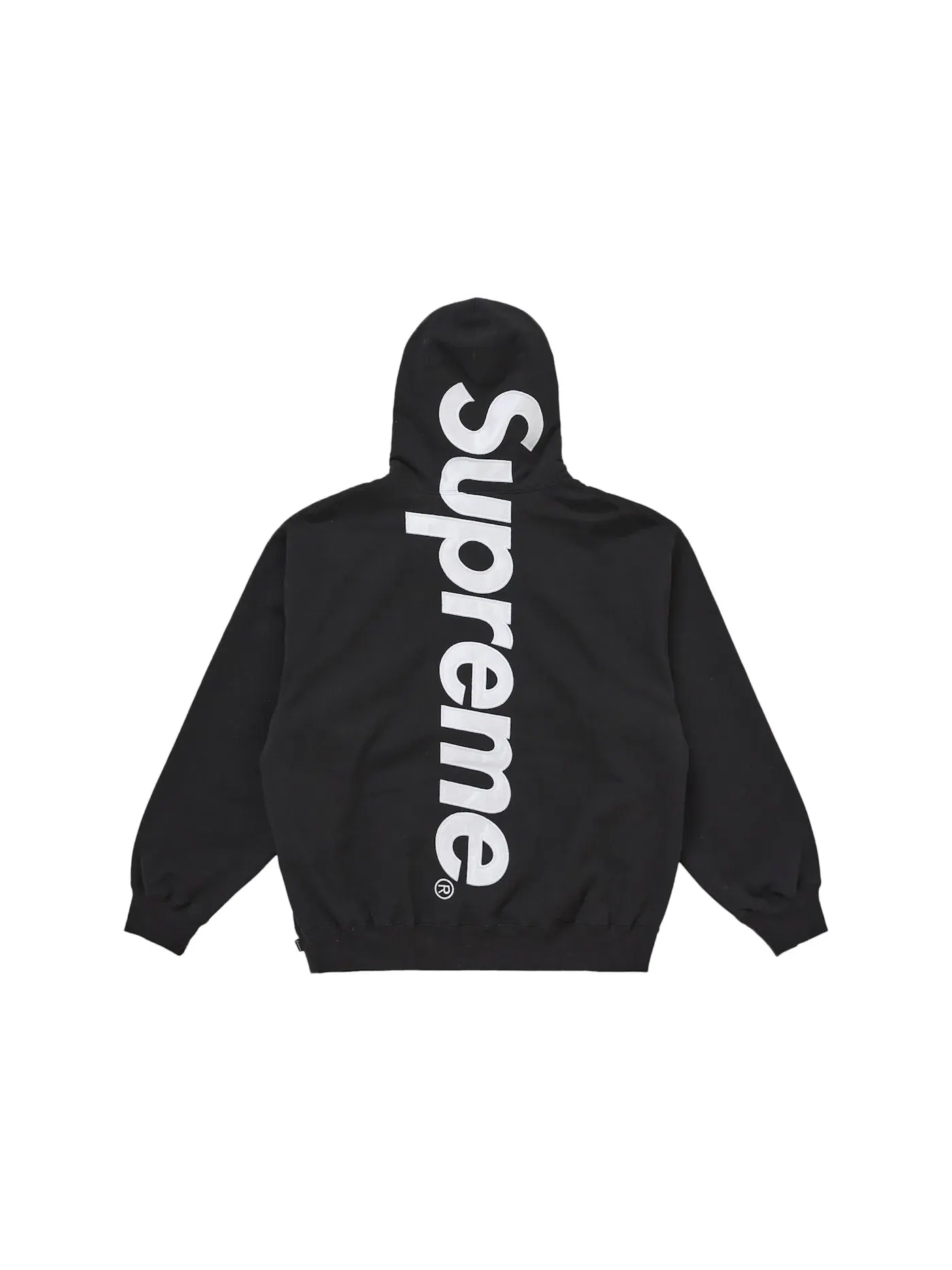 Мужской худи с сатиновой аппликацией Supreme Sweatshirt (FW25) — изображение 2 из 2, черный
