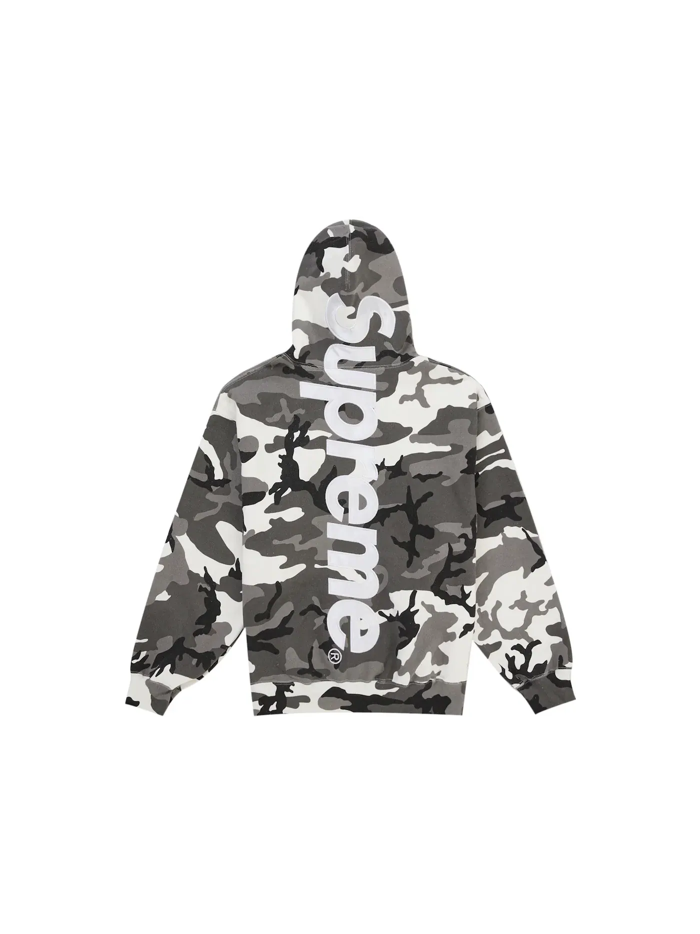 Мужская худи с принтом Satin Applique Supreme — изображение 2 из 2, снежный камуфляж