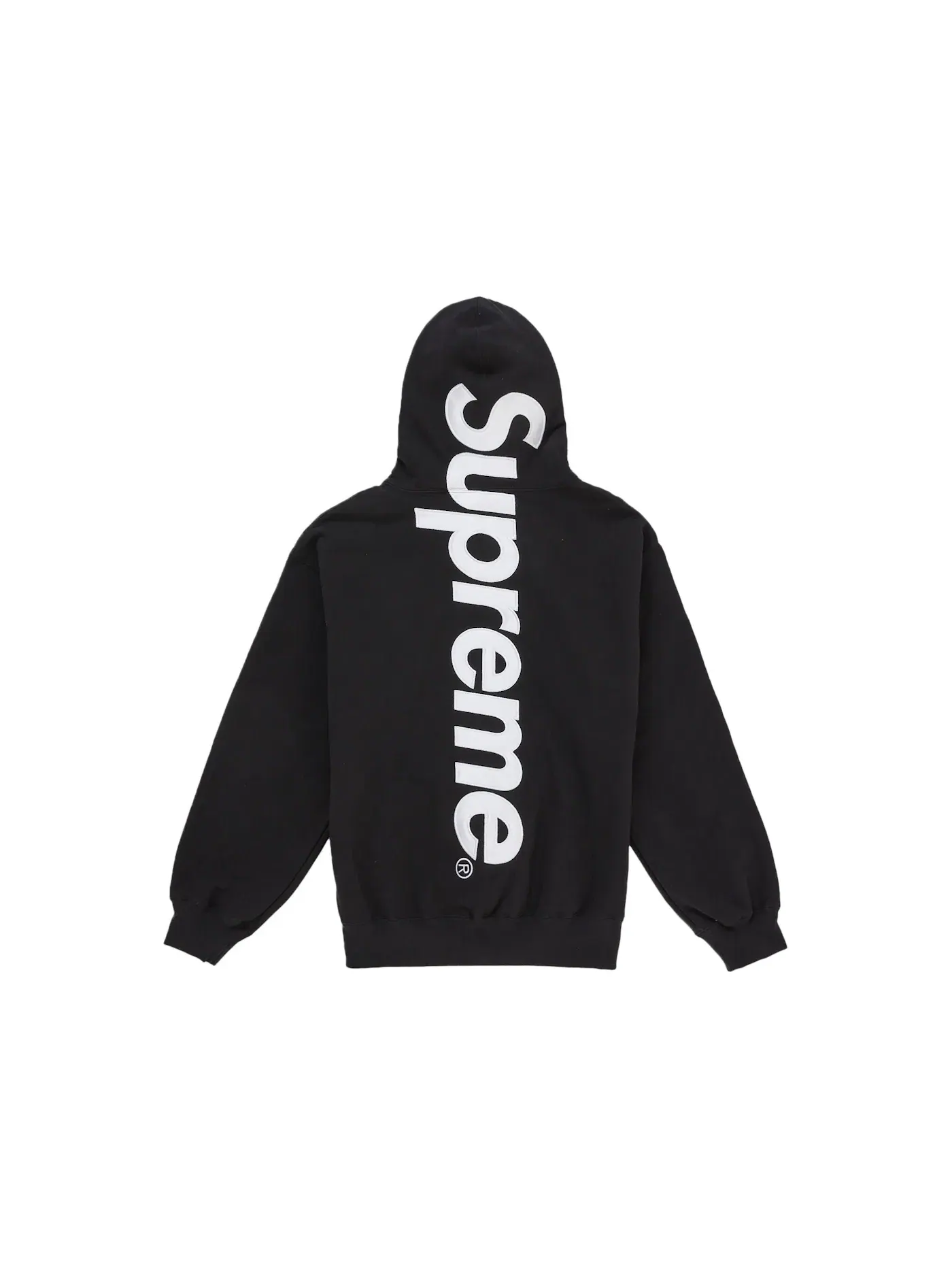 Мужской худи с сатиновой аппликацией Supreme — изображение 2 из 2, черный