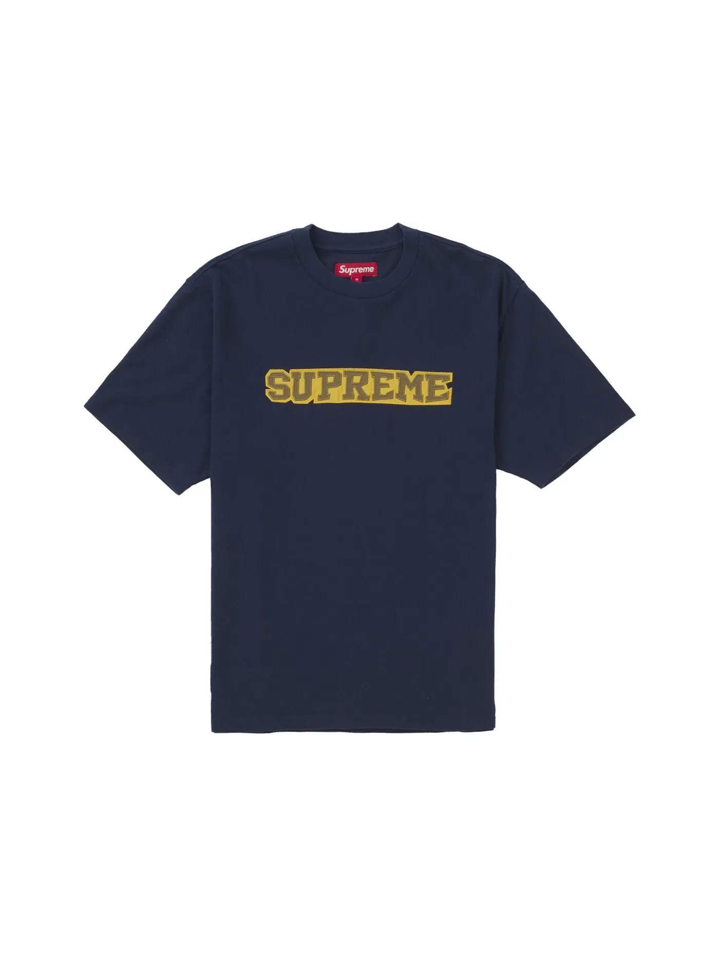 Мужская футболка с сатиновой аппликацией Supreme — изображение 1 из 1, темно-синий