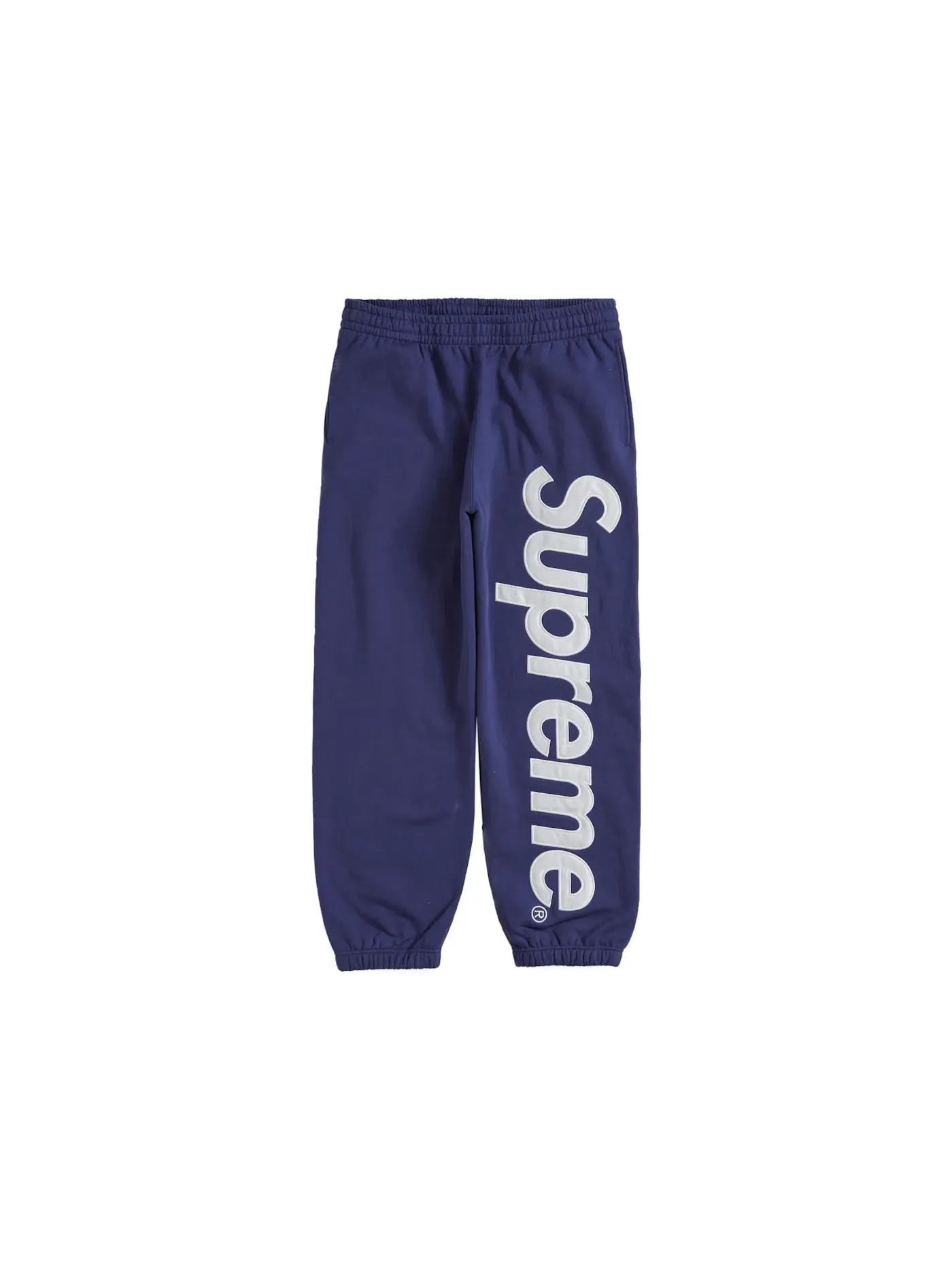 Мужские спортивные штаны с сатиновой аппликацией Sweatpant (FW23) Supreme — изображение 1 из 2, темно-синий