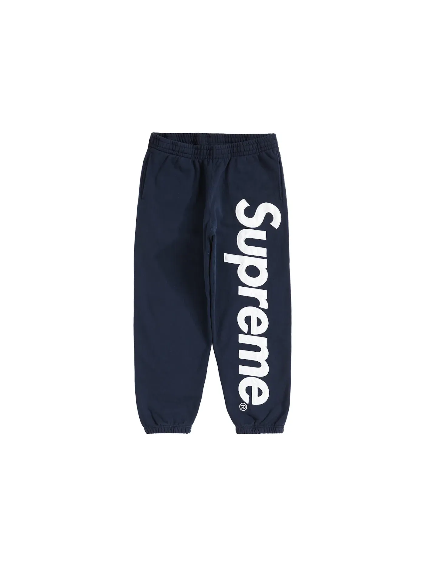 Мужские спортивные штаны с сатиновой аппликацией Supreme Sweatpant — изображение 1 из 2, темно-синий