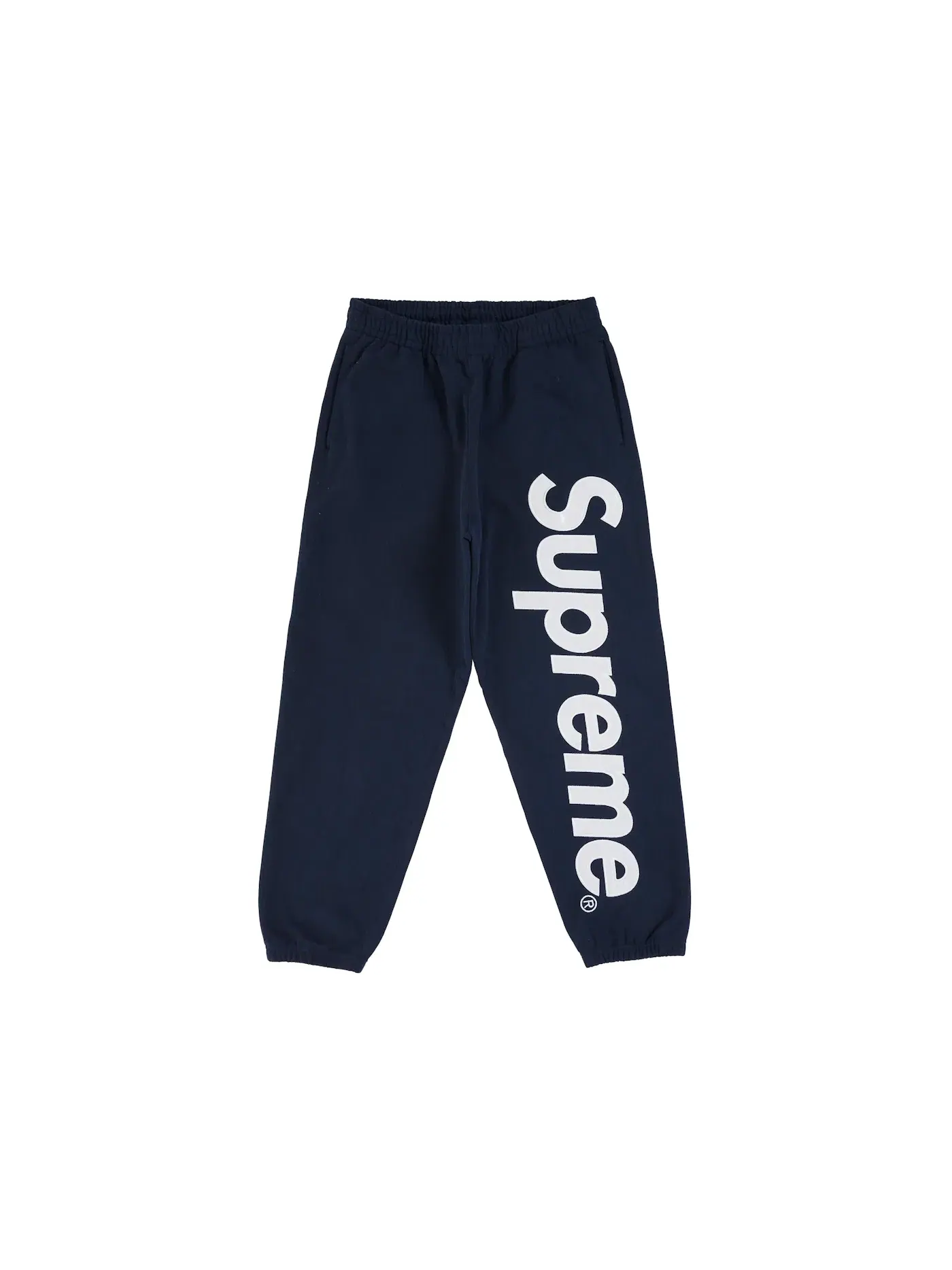 Мужские спортивные штаны с сатиновой аппликацией Sweatpant (SS26) Supreme — изображение 1 из 2, темно-синий
