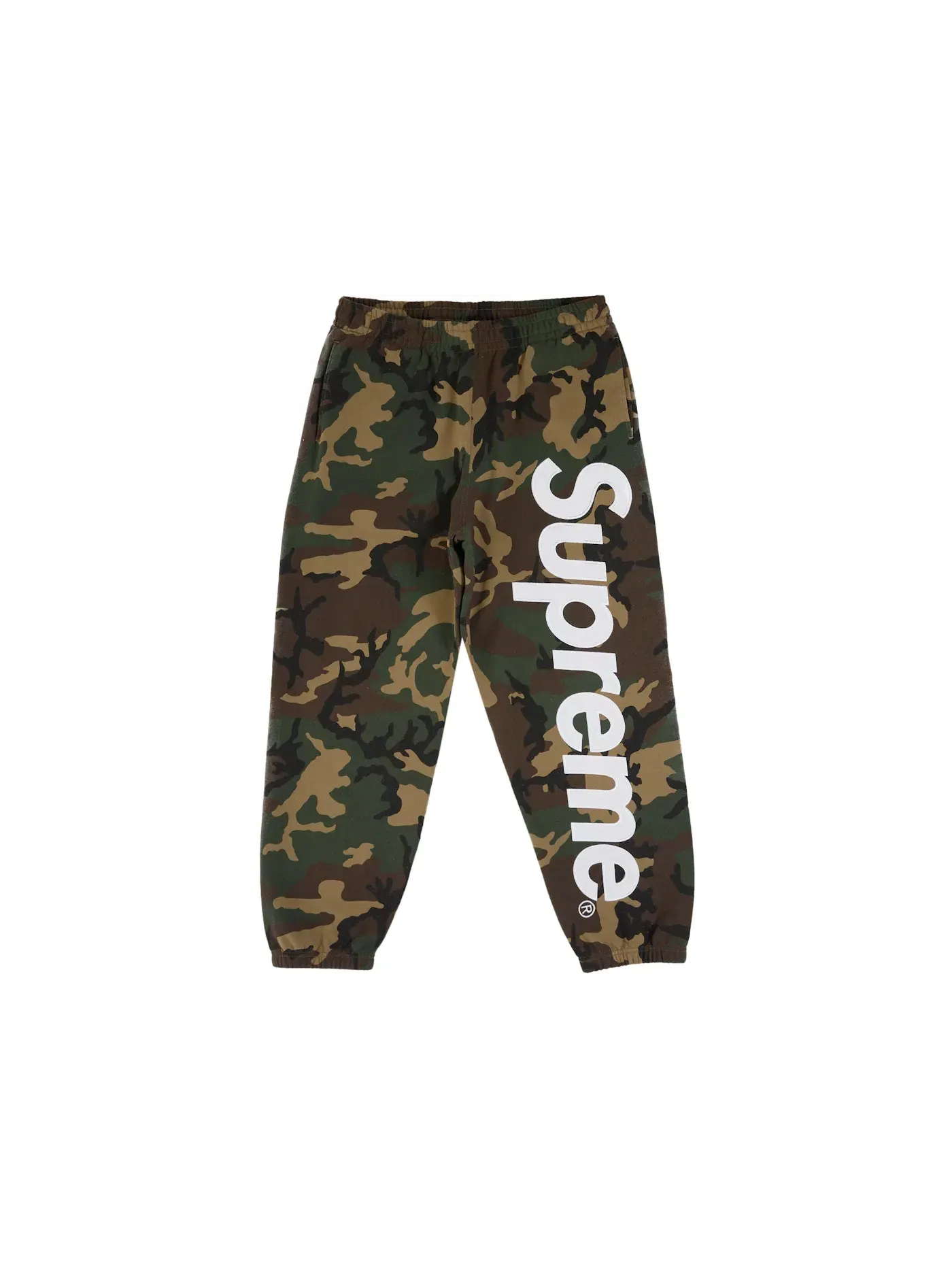 Мужские спортивные штаны с сатиновой аппликацией Sweatpant (SS26) Supreme, Woodland Camo — изображение 1 из 2