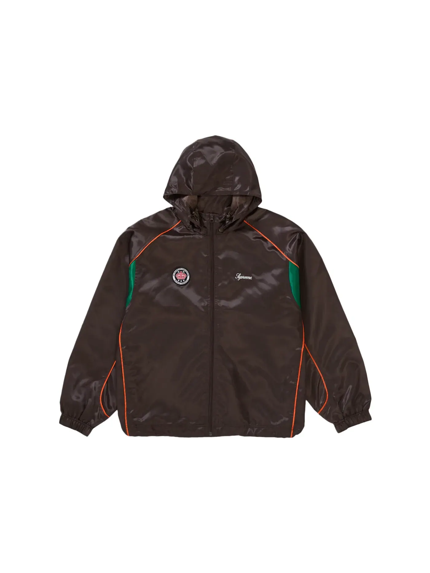 Мужская куртка с капюшоном Supreme Satin Hooded Track Jacket — изображение 1 из 3, коричневый