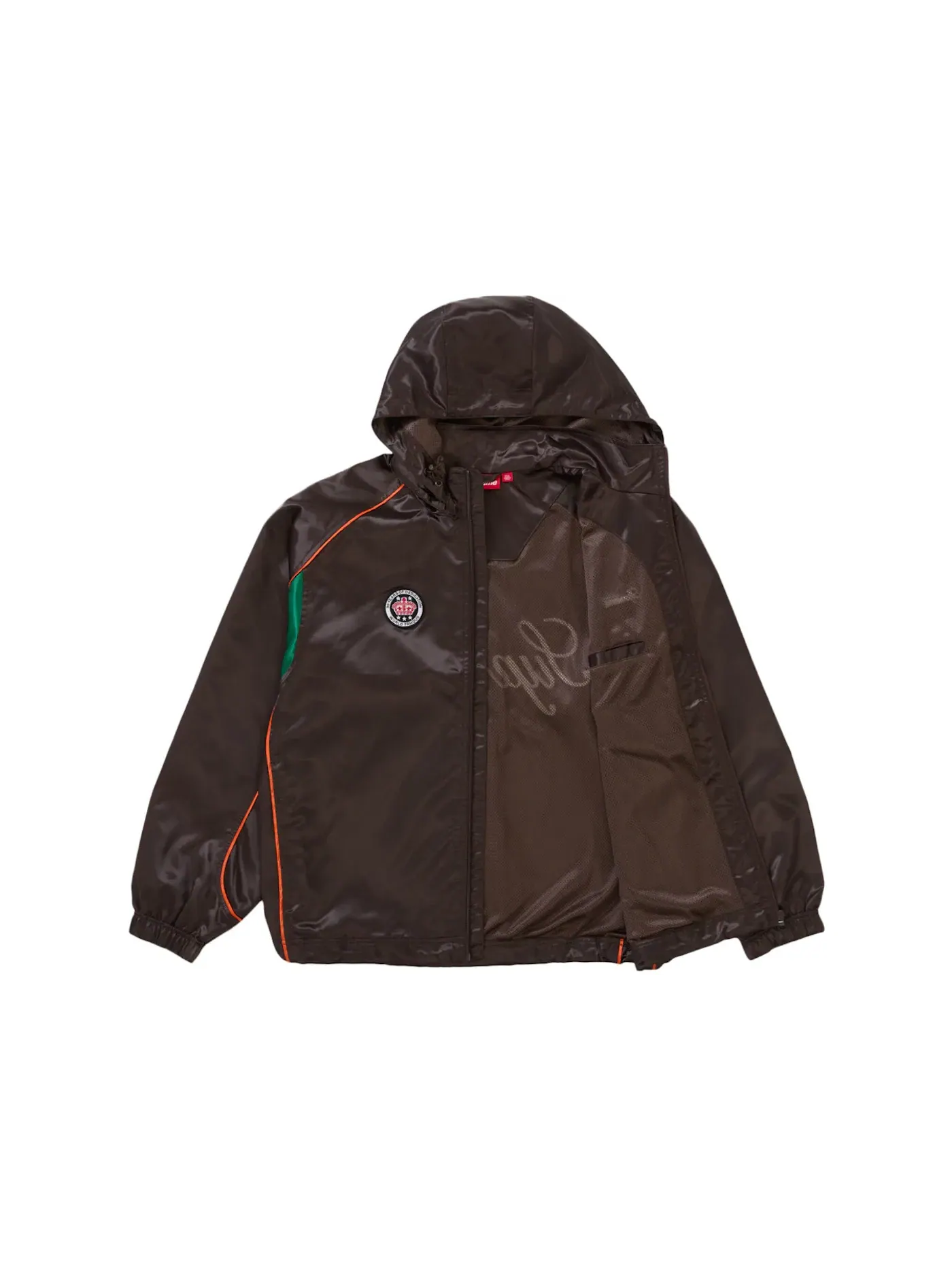 Мужская куртка с капюшоном Supreme Satin Hooded Track Jacket — изображение 2 из 3, коричневый