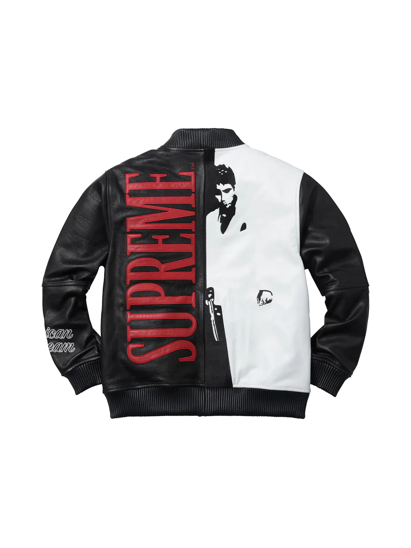 Мужская куртка из кожи с вышивкой Scarface Supreme — изображение 3 из 3, черный