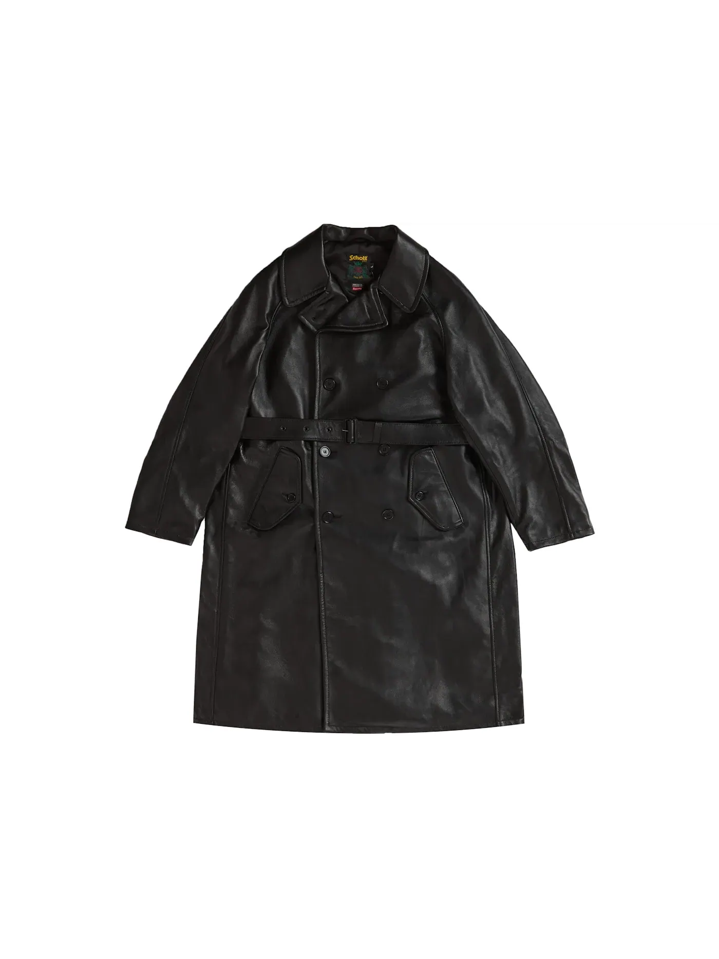 Мужское пальто-тренч из кожи Schott Supreme — изображение 1 из 3, черный