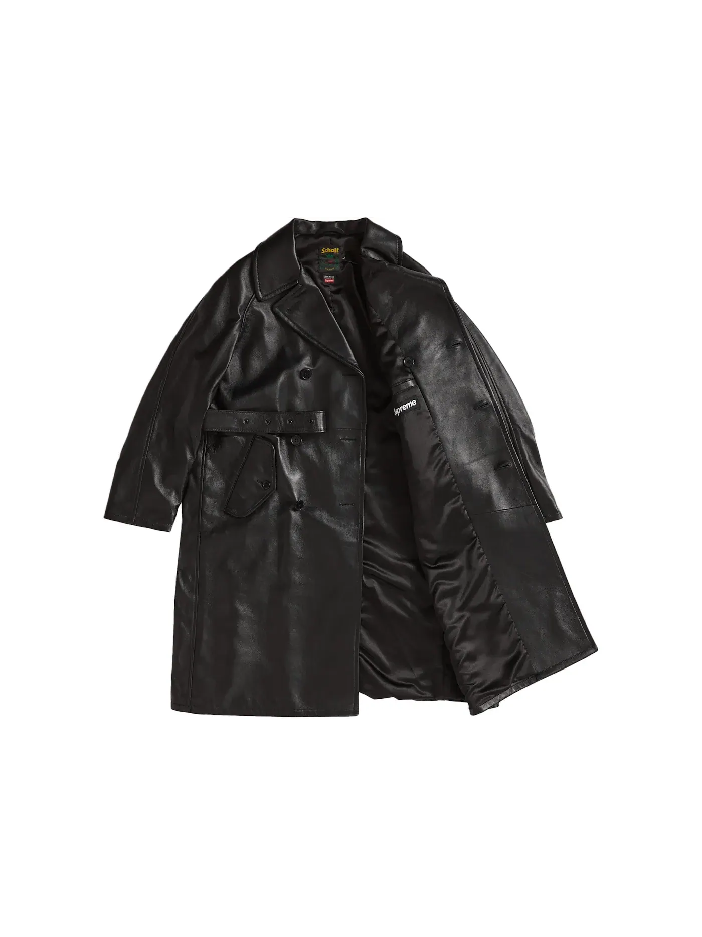 Мужское пальто-тренч из кожи Schott Supreme — изображение 2 из 3, черный