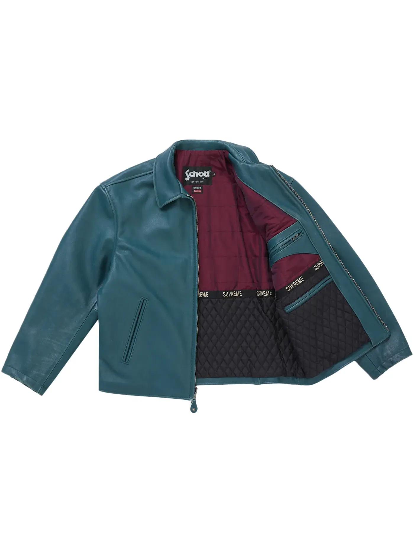 Мужская кожаная куртка-рейсер Teal Supreme — изображение 2 из 3