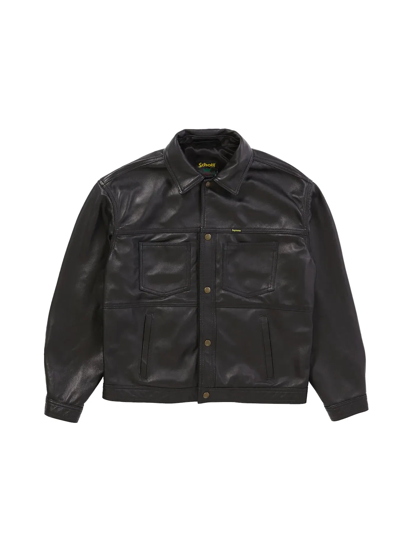 Мужская кожаная куртка Schott Supreme — изображение 1 из 3, черный