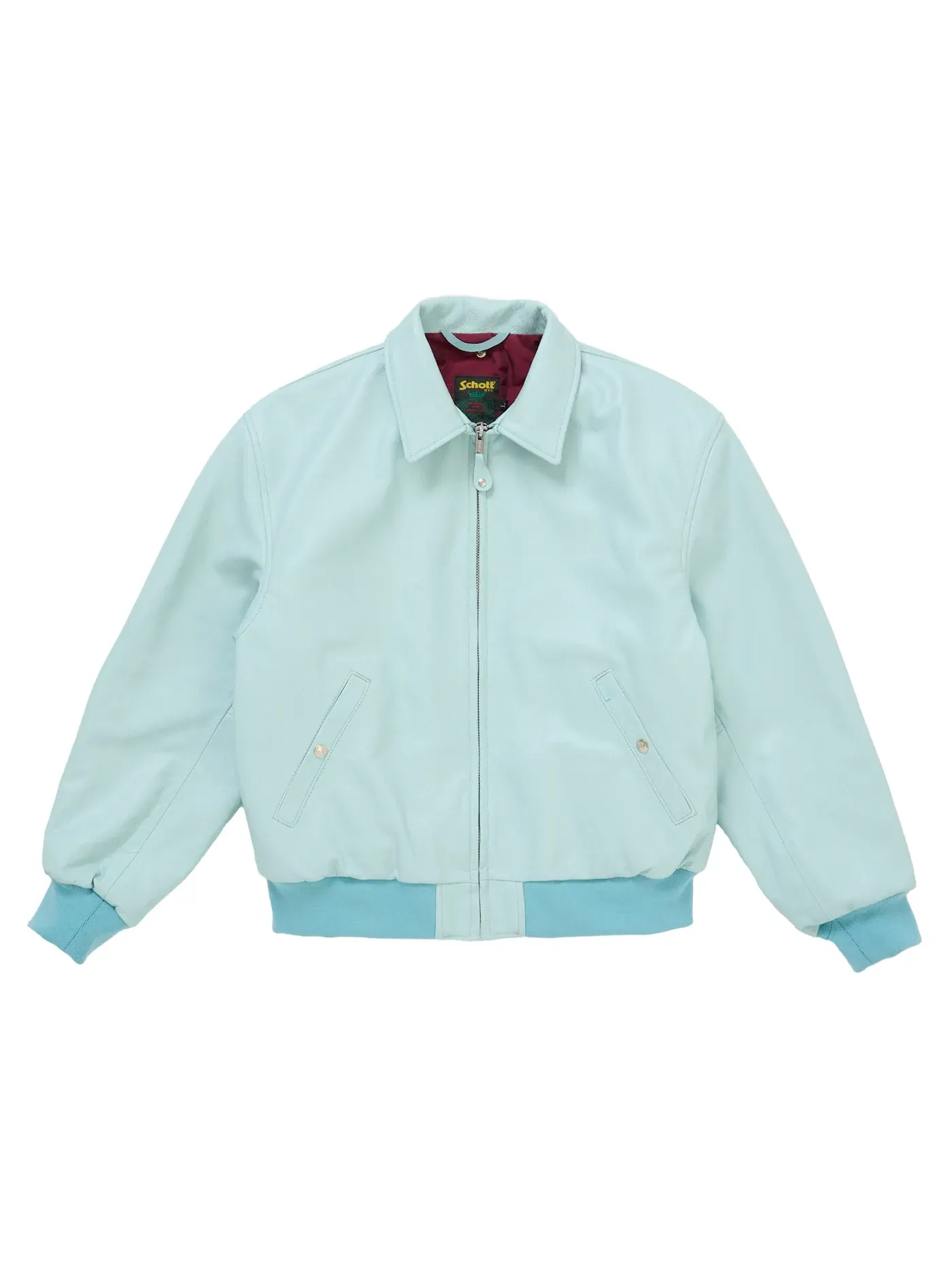 Мужская куртка-бомбер из овчины с мехом Light Blue Supreme — изображение 1 из 4, светлый синий
