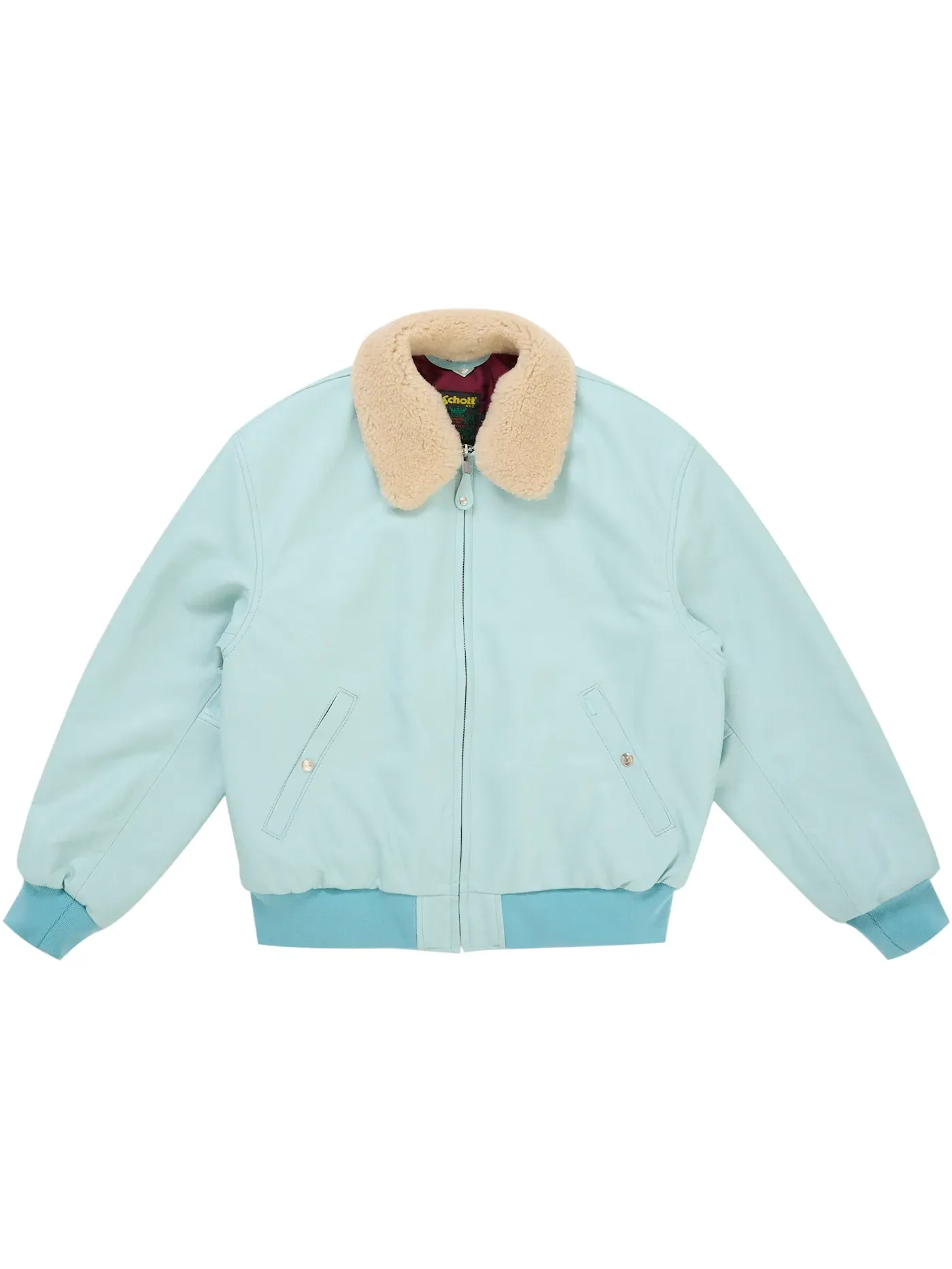 Мужская куртка-бомбер из овчины с мехом Light Blue Supreme — изображение 4 из 4, светлый синий