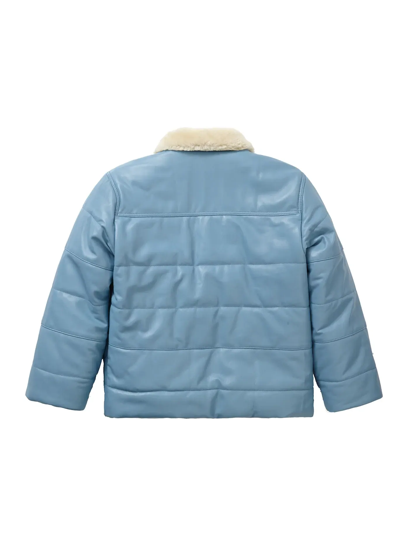 Мужская куртка с длинным рукавом Supreme Schott Shearling Collar Leather Puffy Jacket — изображение 3 из 3, светлый синий