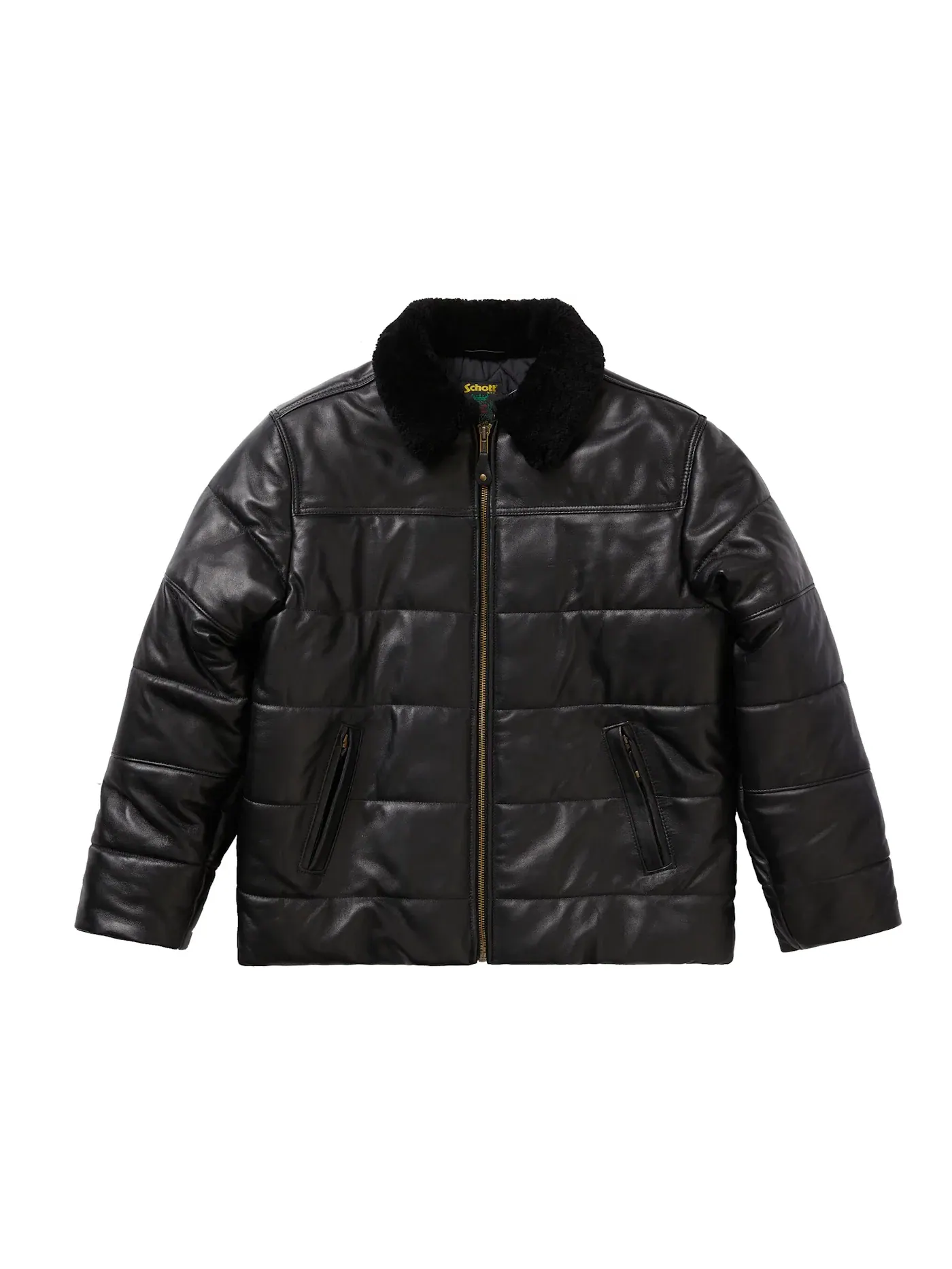 Мужская куртка с меховым воротником Supreme Schott Shearling Collar Leather Puffy Jacket