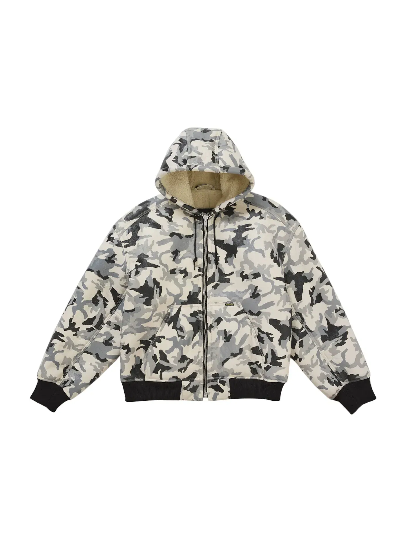 Мужская куртка с капюшоном из овчины Schott Shearling Snow Camo Supreme — изображение 1 из 3