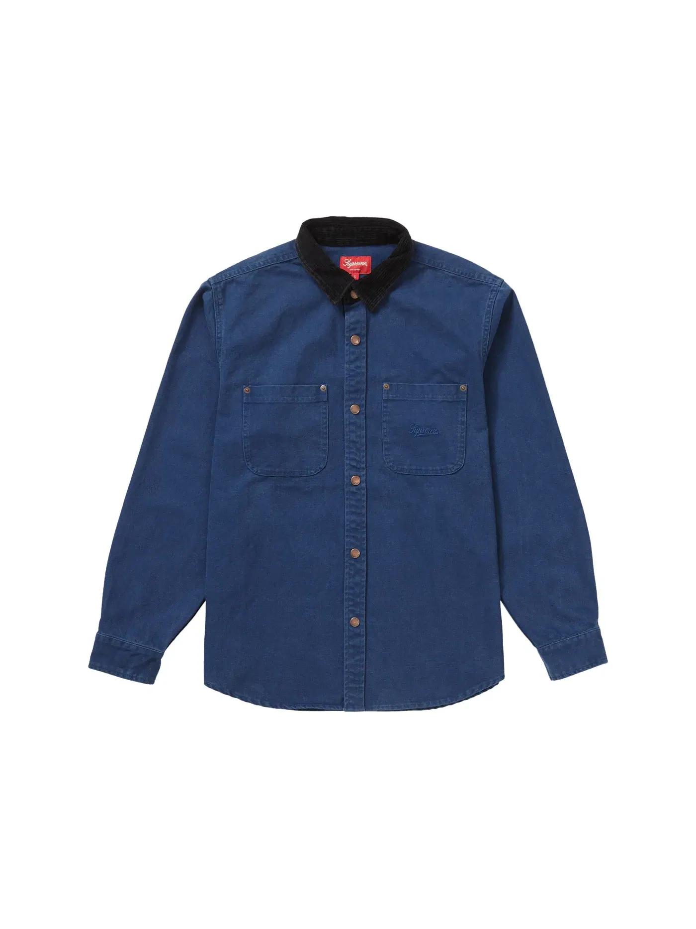 Мужская рубашка с принтом Supreme Script Canvas Snap Shirt — изображение 1 из 1, синий