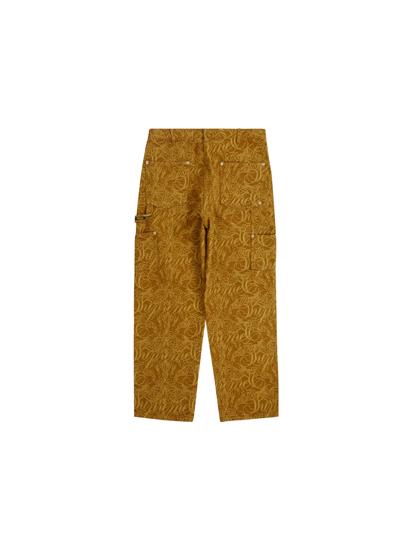 Мужские джинсовые брюки с принтом Supreme Script Jacquard Double Knee Denim Painter Pant — изображение 2 из 2, коричневый
