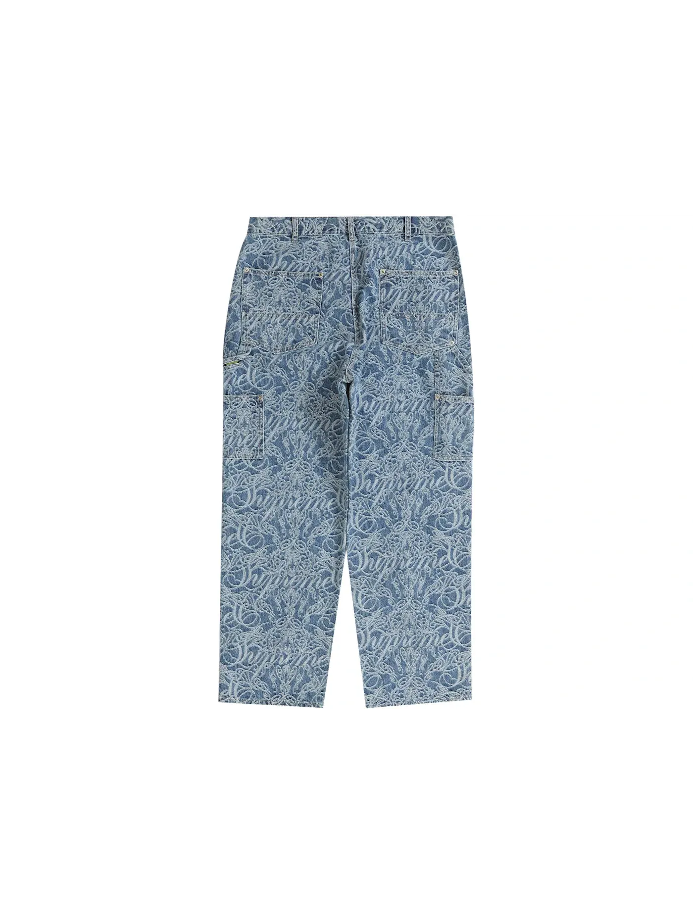 Мужские джинсовые брюки с принтом Supreme Script Jacquard Double Knee Denim Painter Pant Supreme — изображение 2 из 2, синий