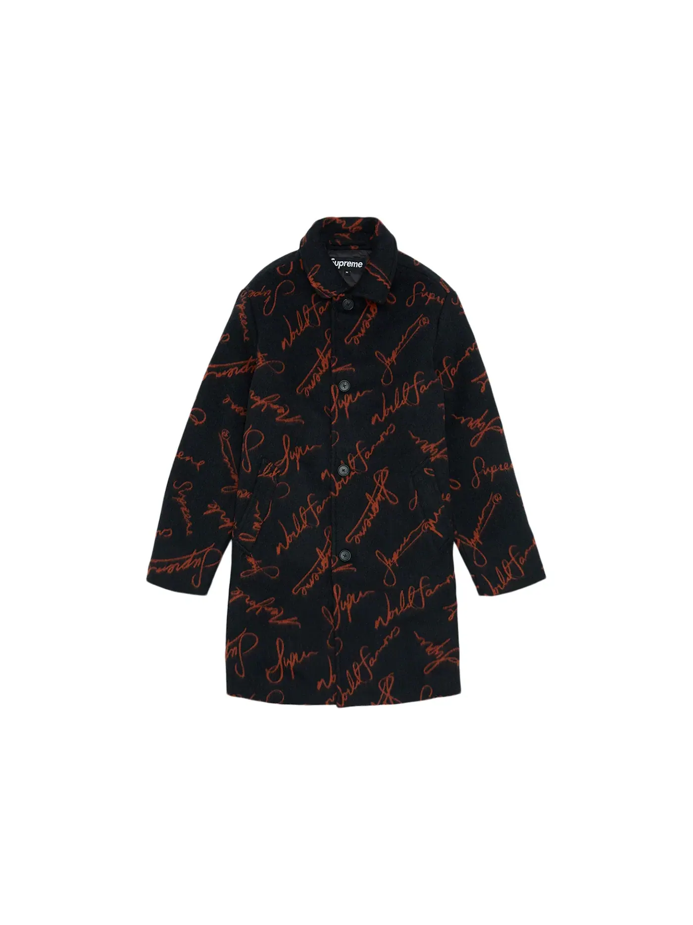 Мужское пальто с логотипом Supreme Script, Overcoat Supreme — изображение 1 из 2, черный