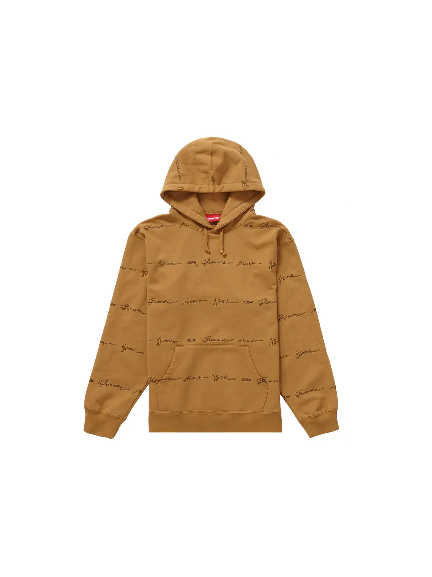Мужская худи с принтом Supreme Script Stripe, Dark Mustard — изображение 1 из 2