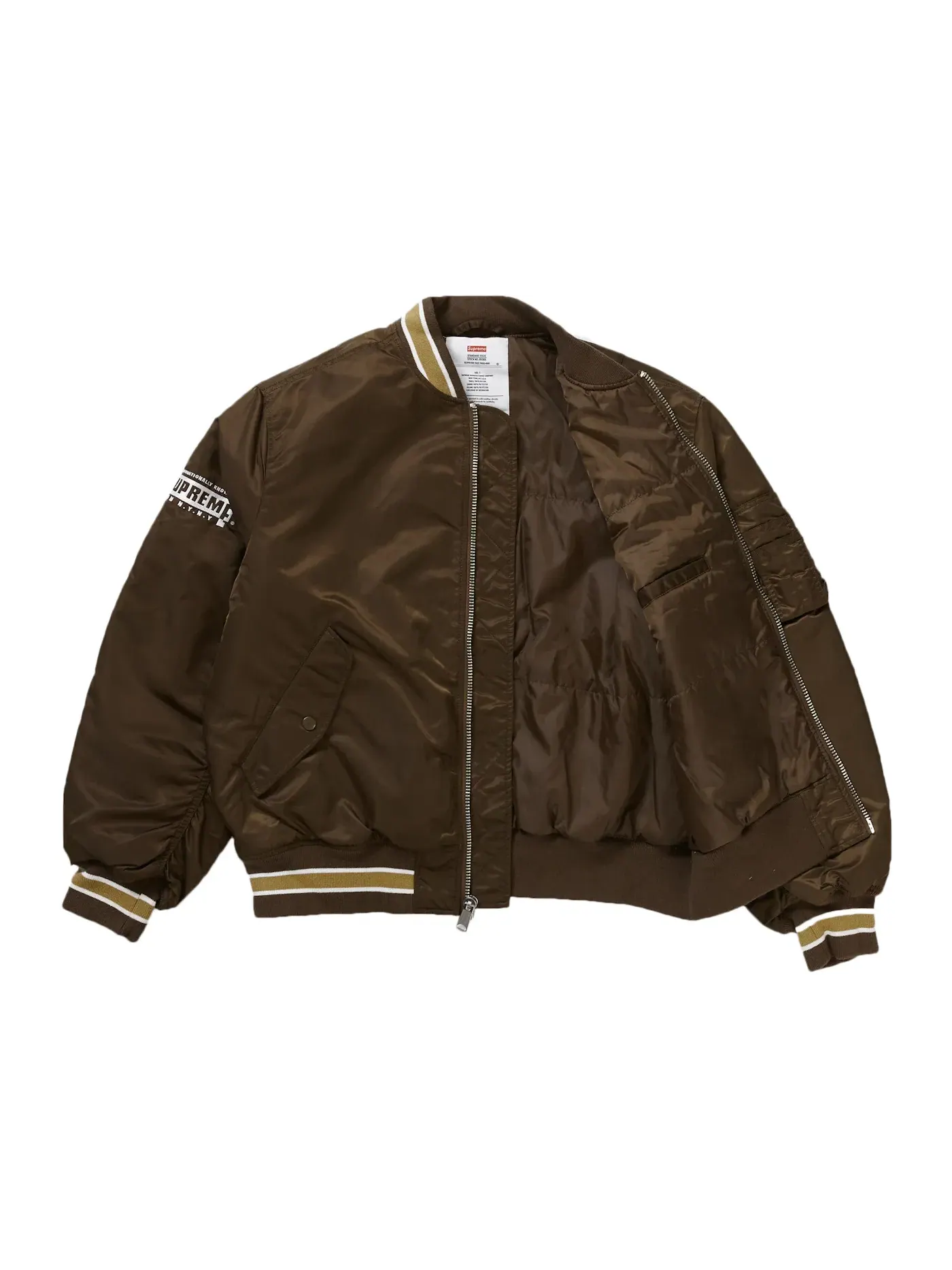 Мужская куртка-бомбер Supreme Second To None MA-1 Jacket — изображение 2 из 3, коричневый