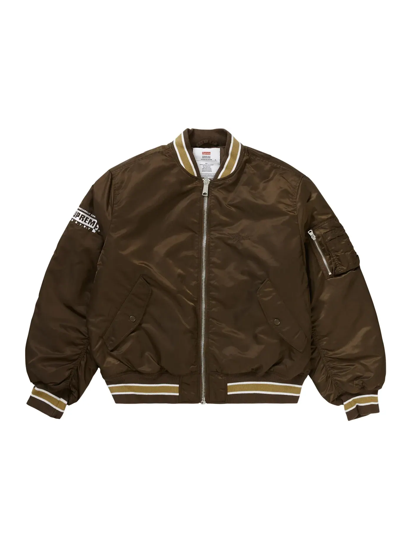 Мужская куртка-бомбер Supreme Second To None MA-1 Jacket — изображение 3 из 3, коричневый