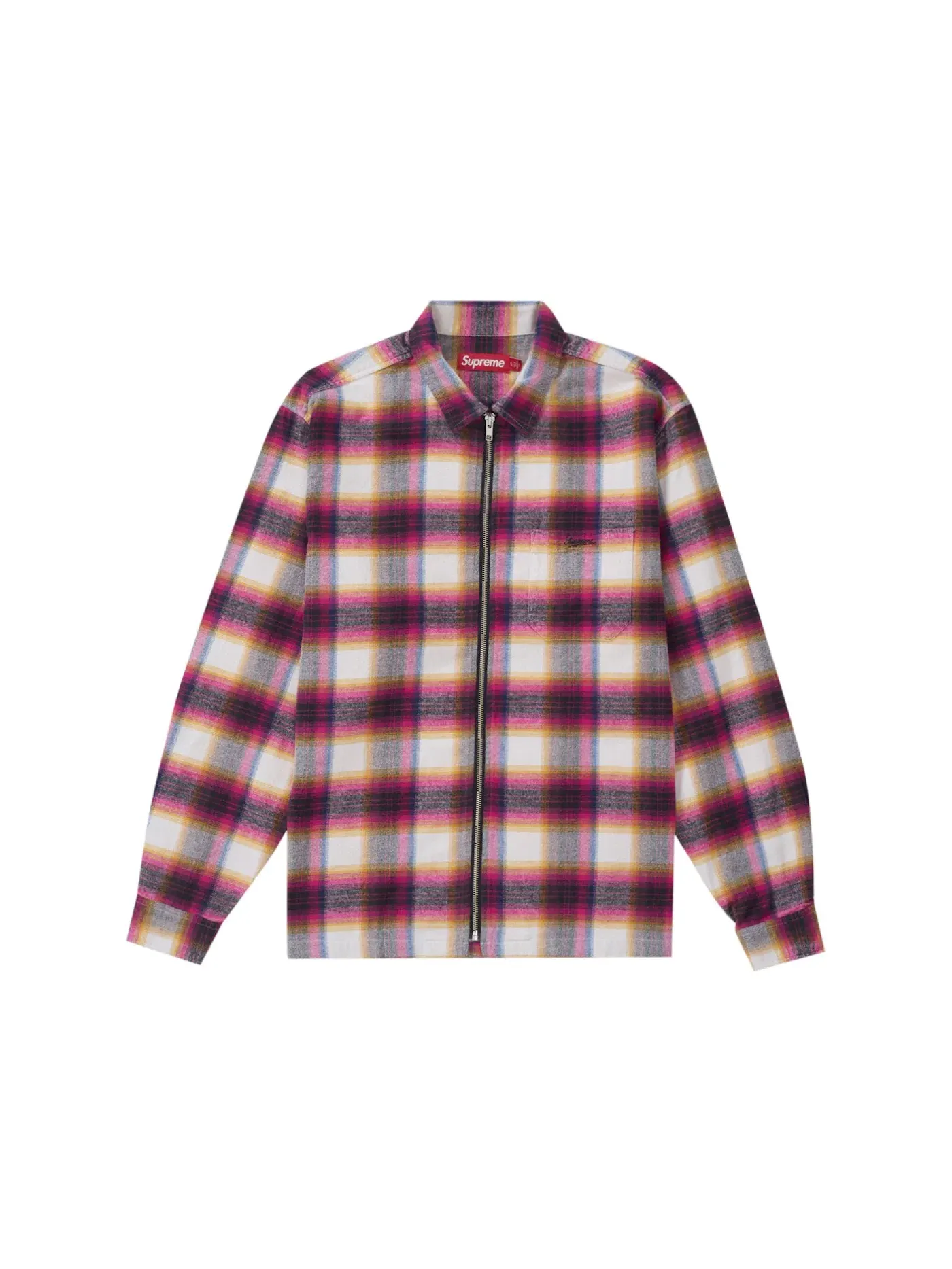 Мужская рубашка из фланели с принтом Supreme Shadow Plaid Flannel Zip Up Shirt — изображение 1 из 1, белый