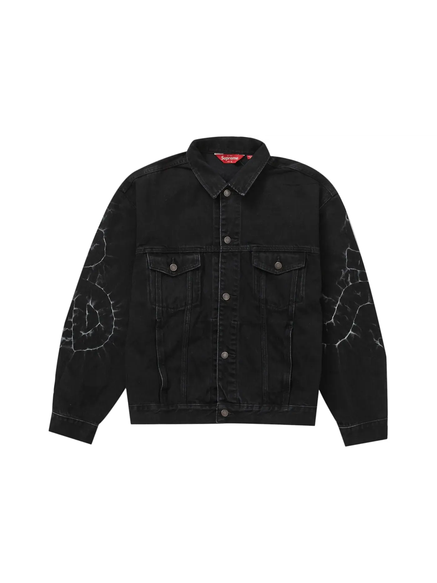 Мужская джинсовая куртка с принтом Supreme Shibori Denim Trucker Jacket — изображение 1 из 2, черный