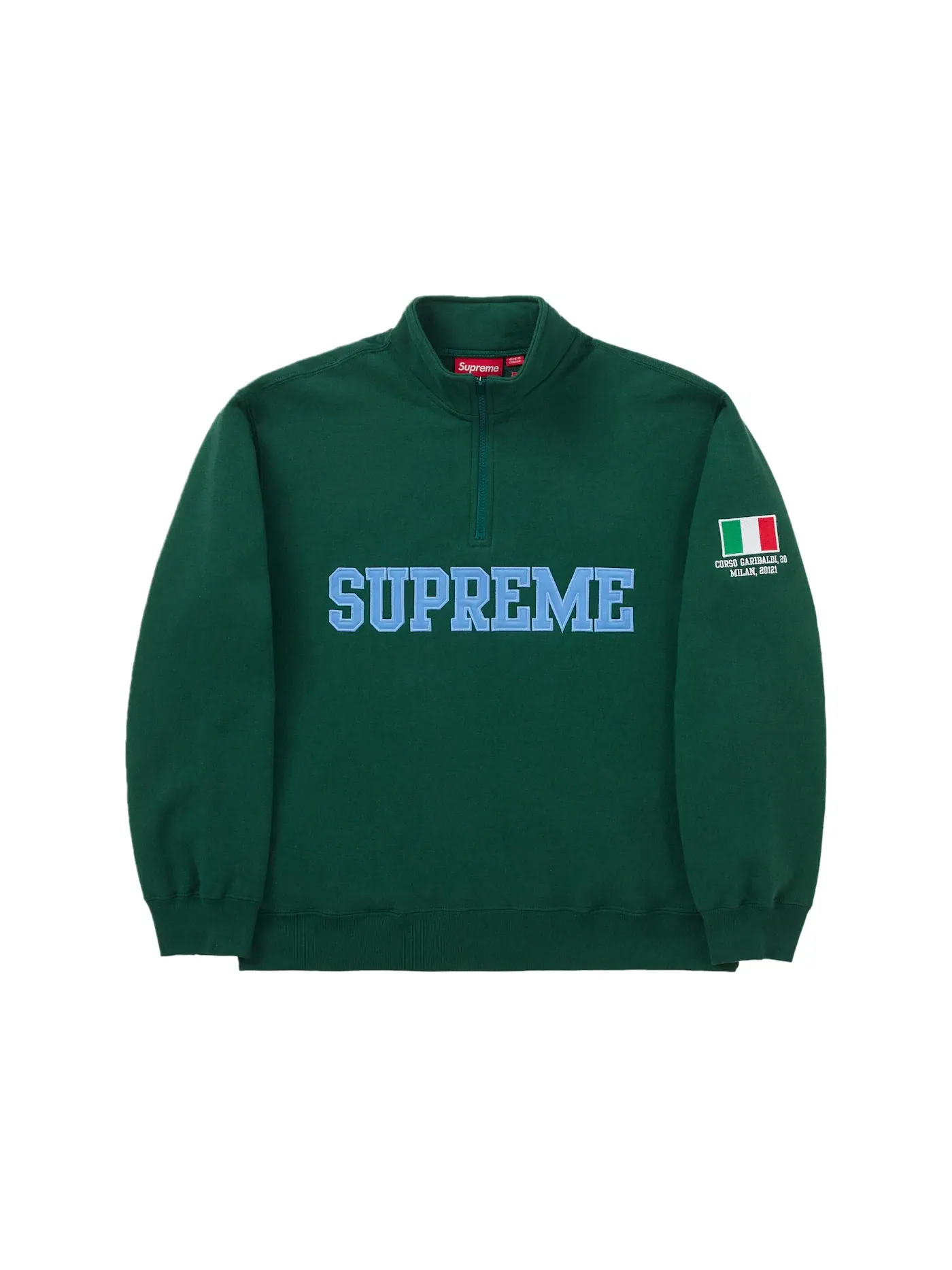 Мужской пуловер с принтом Supreme Milan Shop Flag Half Zip Pullover — изображение 1 из 1, зеленый