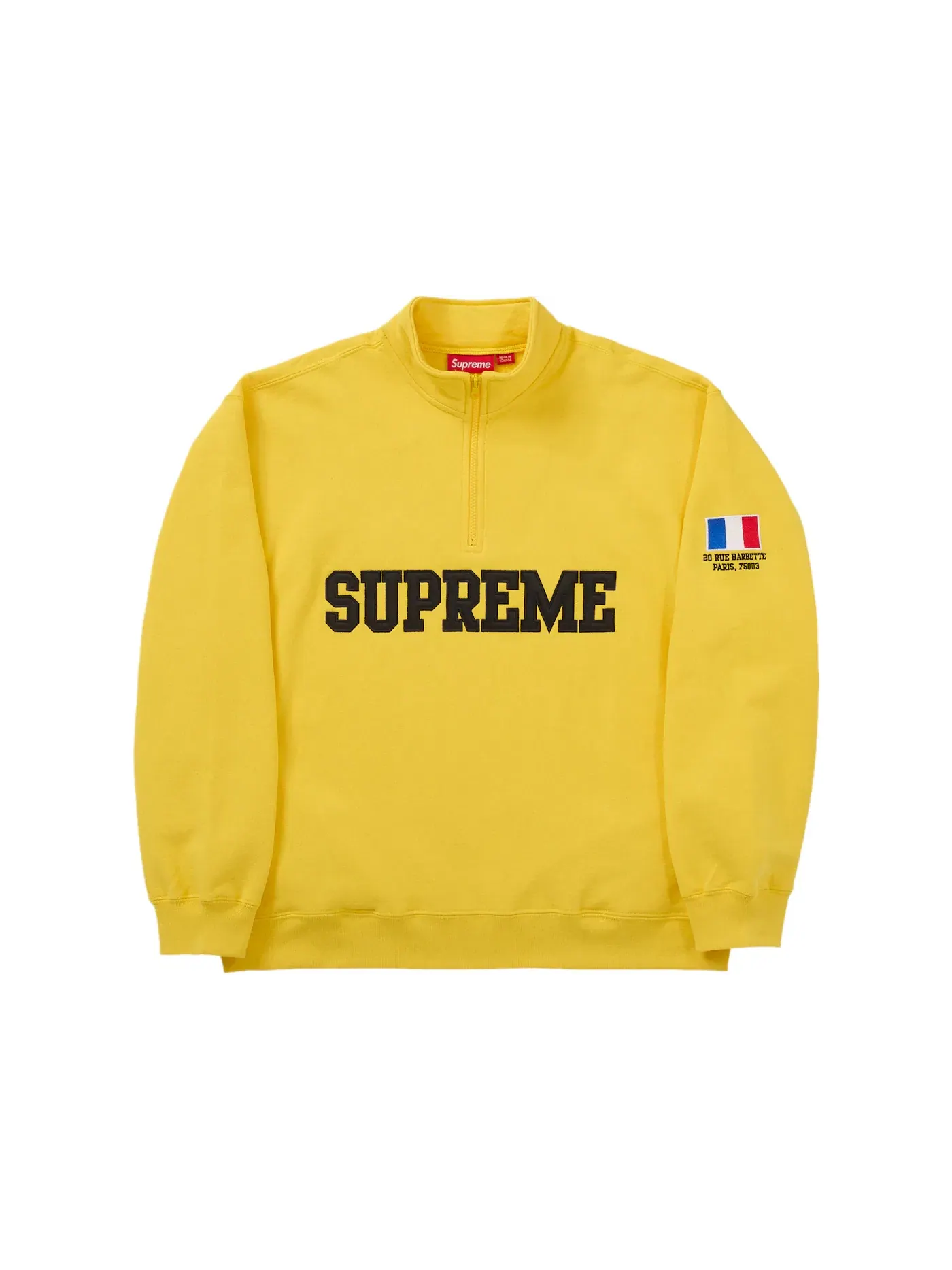 Мужской пуловер с полузастежкой-молнией с принтом Flag Pullover Supreme — изображение 1 из 1, желтый