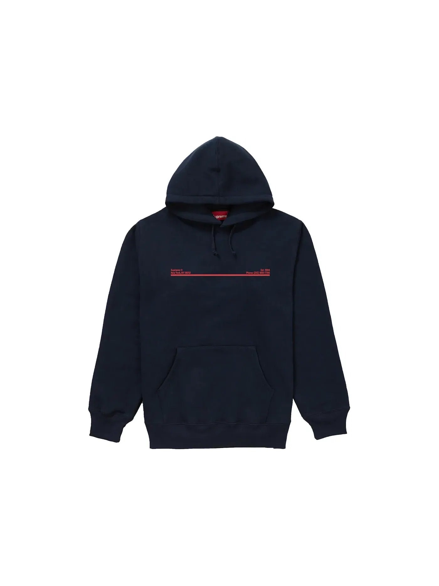 Мужской худи с капюшоном Hooded Sweatshirt Supreme — изображение 1 из 1, темно-синий