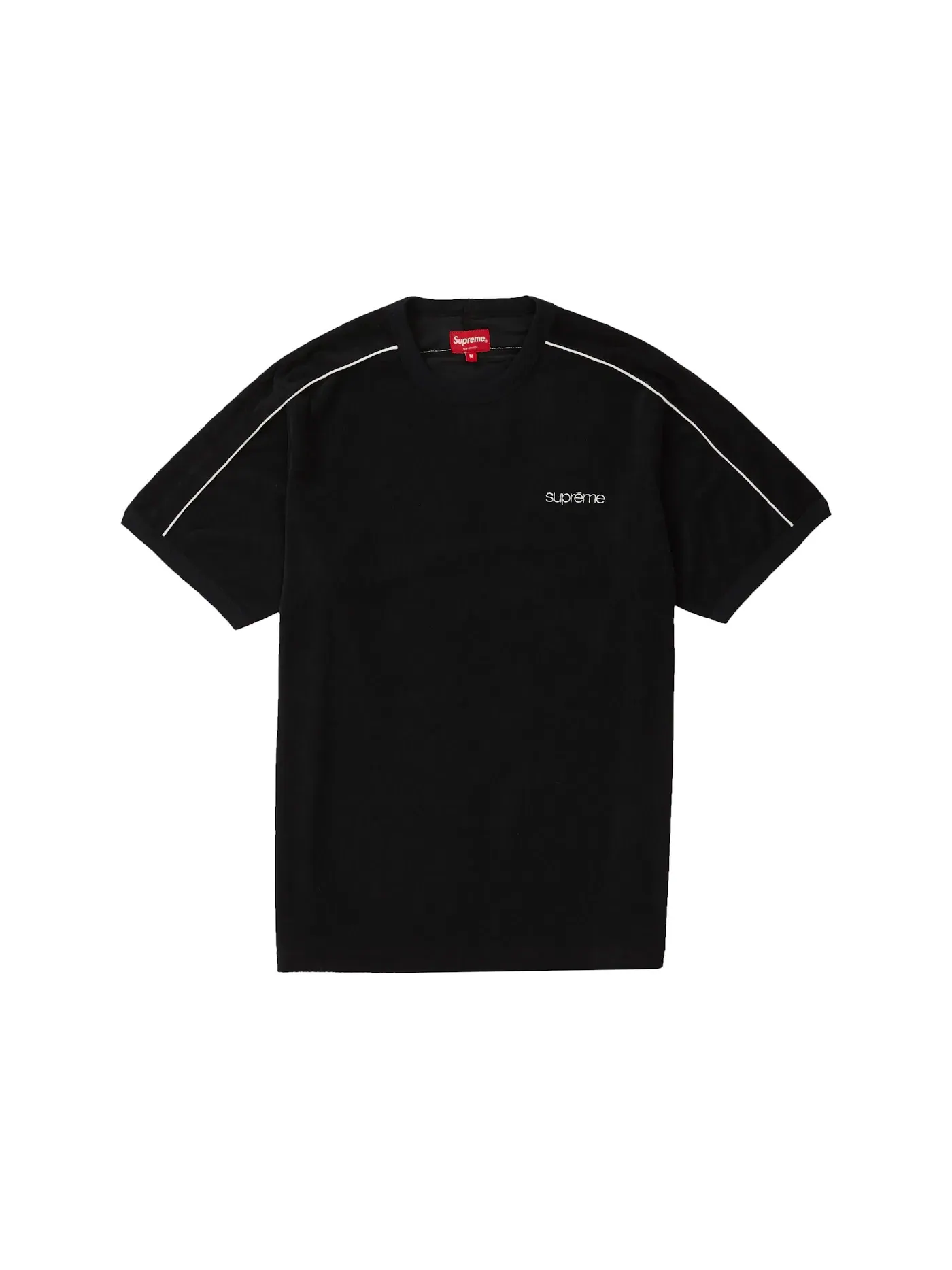 Мужская футболка с полосками на плечах Supreme — изображение 1 из 1, черный