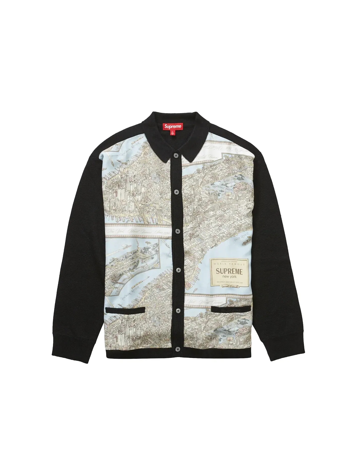 Мужской кардиган с длинным рукавом Supreme Silk Map Cardigan — изображение 1 из 2, черный