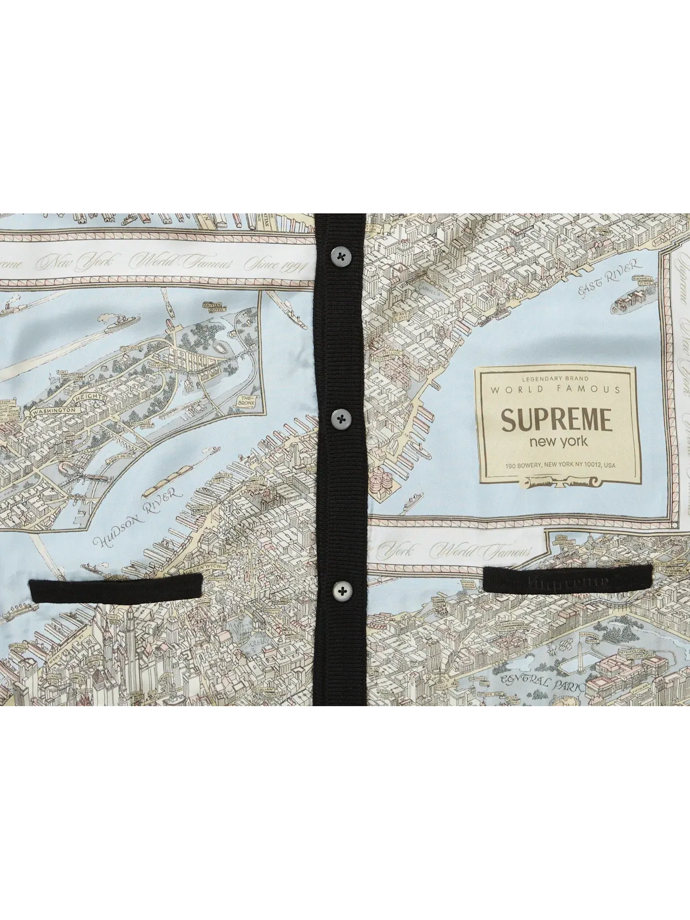 Мужской кардиган с длинным рукавом Supreme Silk Map Cardigan — изображение 2 из 2, черный