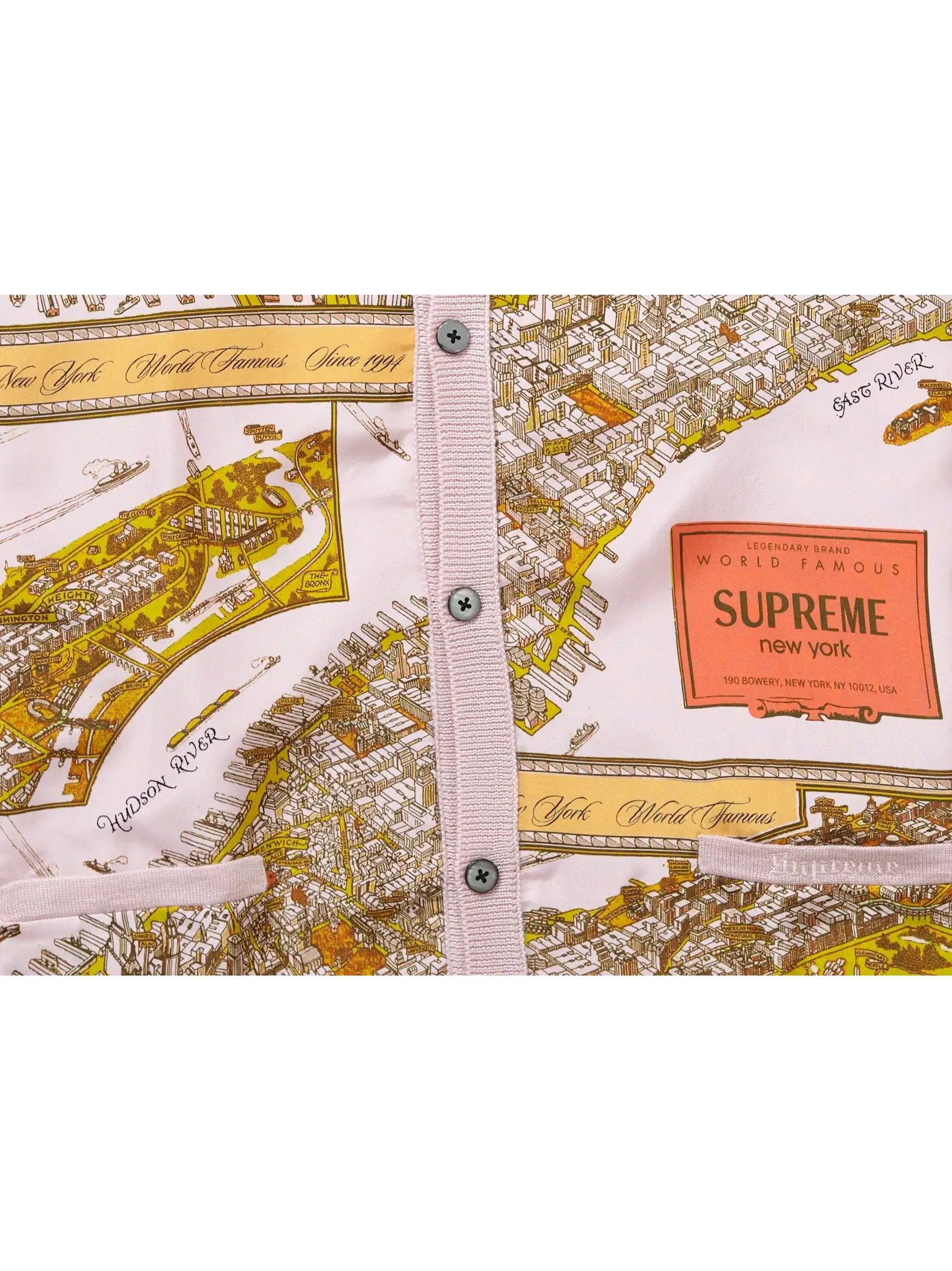Мужской кардиган с принтом Supreme Silk Map Cardigan — изображение 2 из 2, розовый
