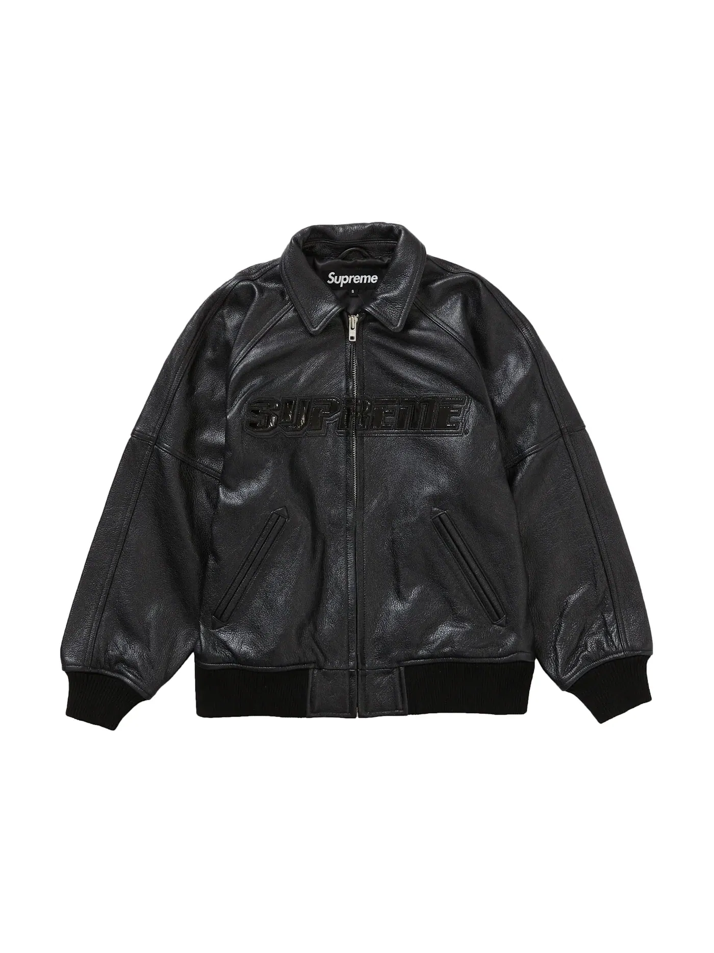 Мужская кожаная куртка Supreme Silver Surfer Leather Varsity Jacket