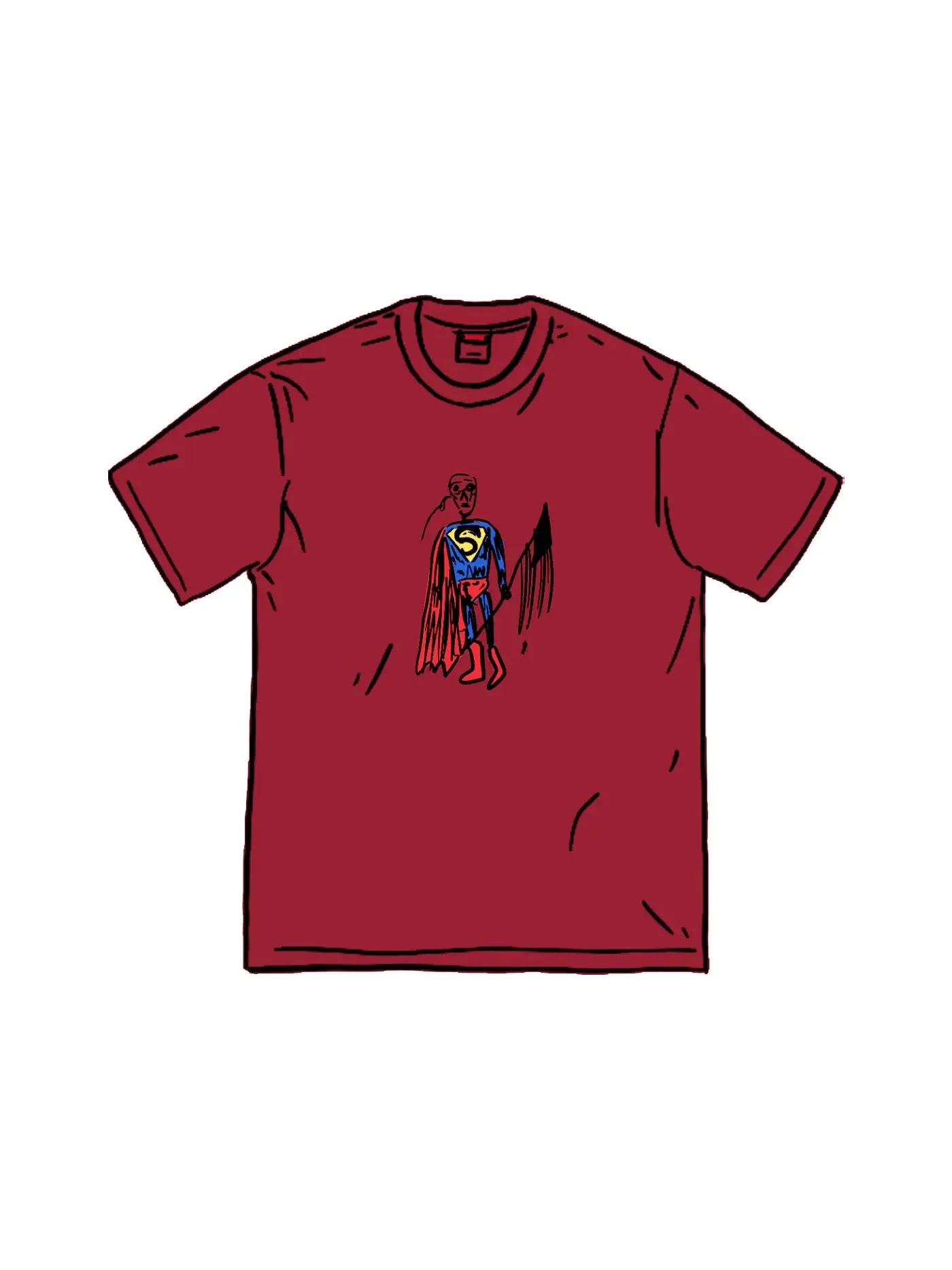 Мужская футболка с принтом Supreme Skeleton Tee Cardinal — изображение 1 из 1