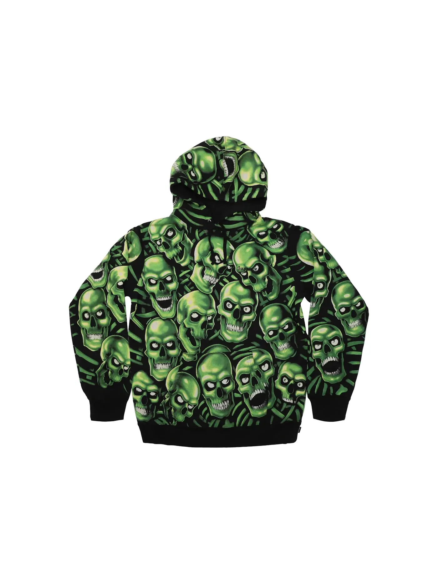 Мужской худи с принтом Skull Pile Supreme — изображение 1 из 2, зеленый