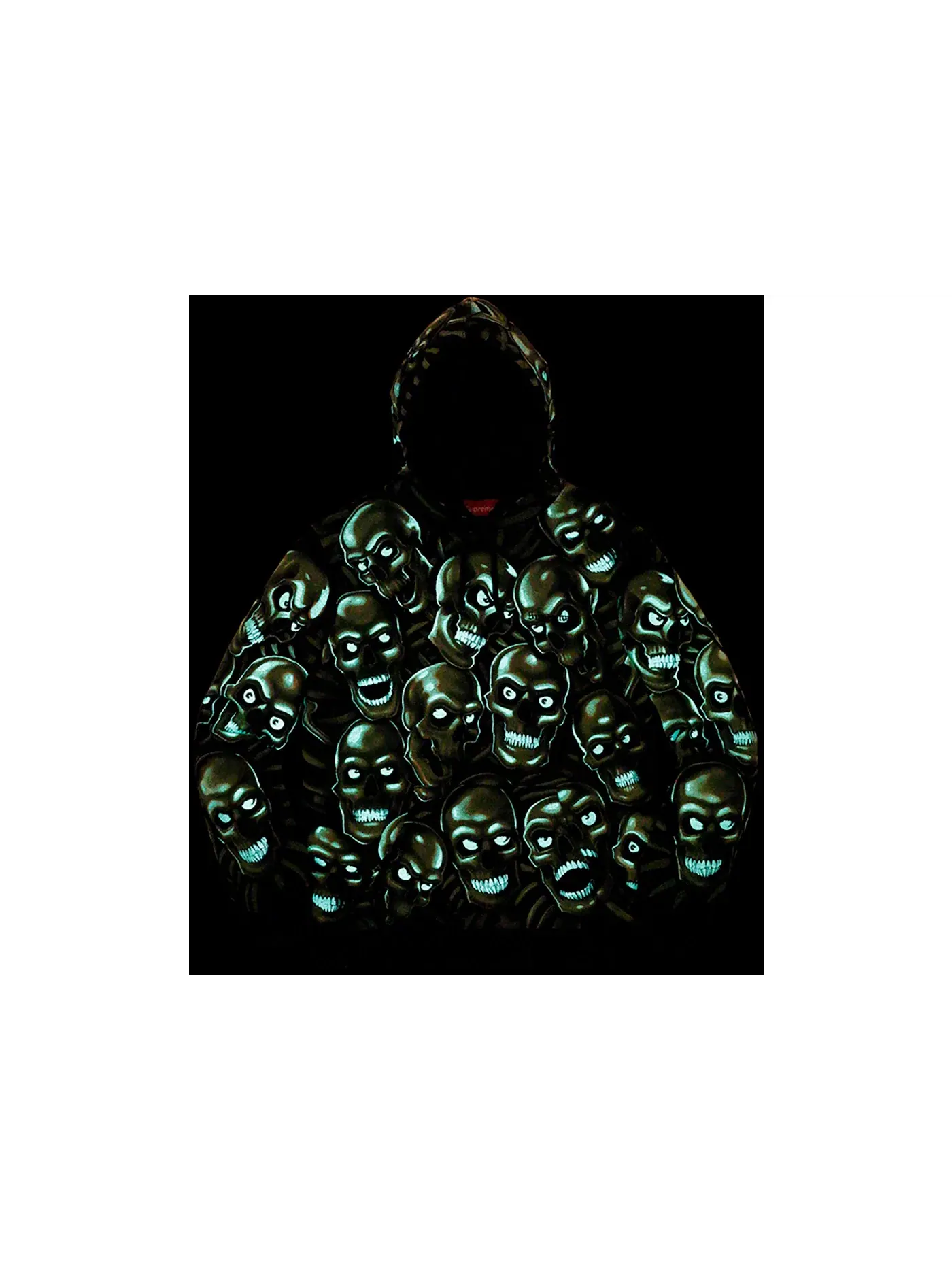 Мужской худи с принтом Skull Pile Supreme — изображение 2 из 2, зеленый
