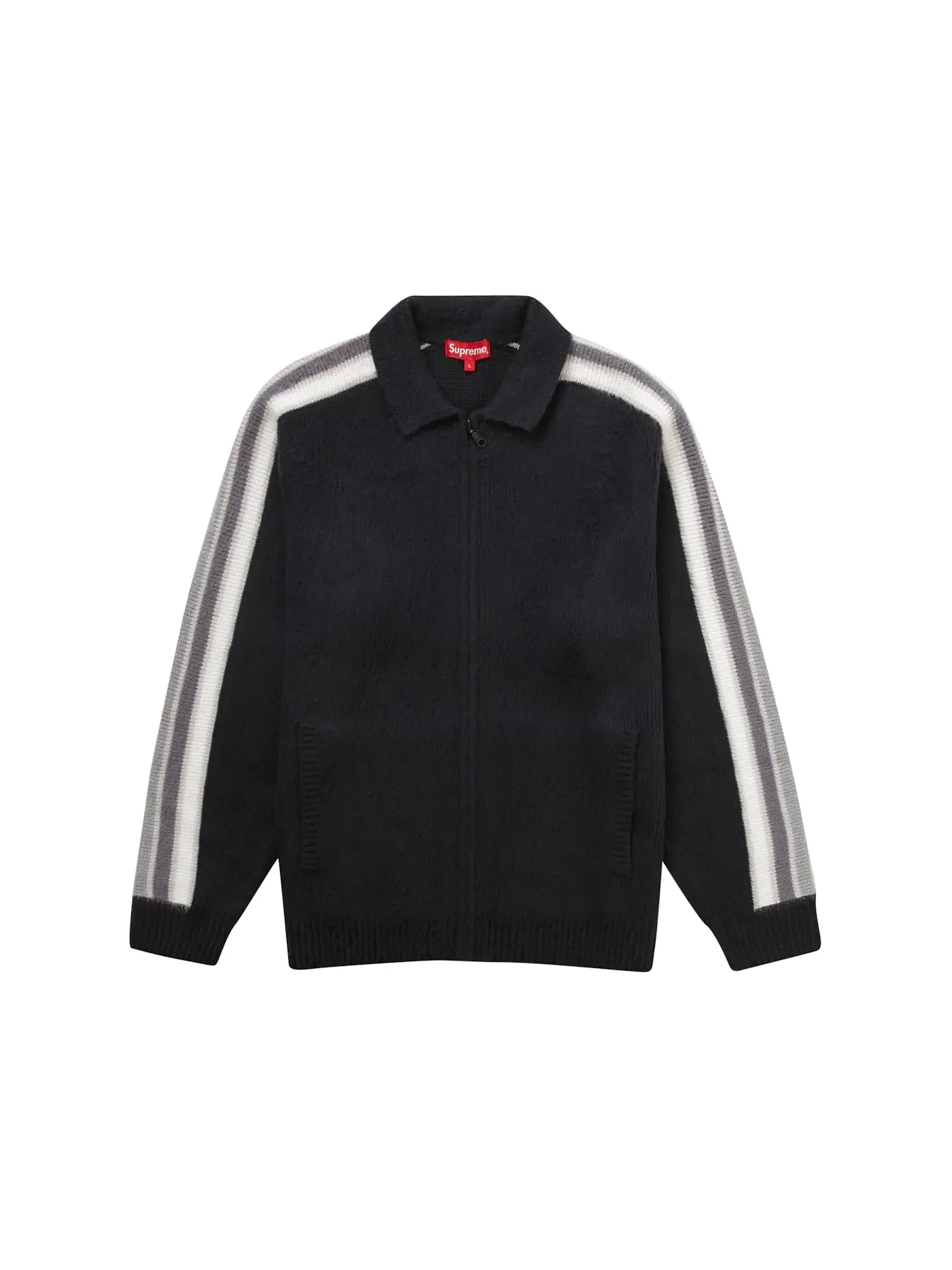 Мужской свитер с рукавом в полоску Supreme — изображение 1 из 2, черный