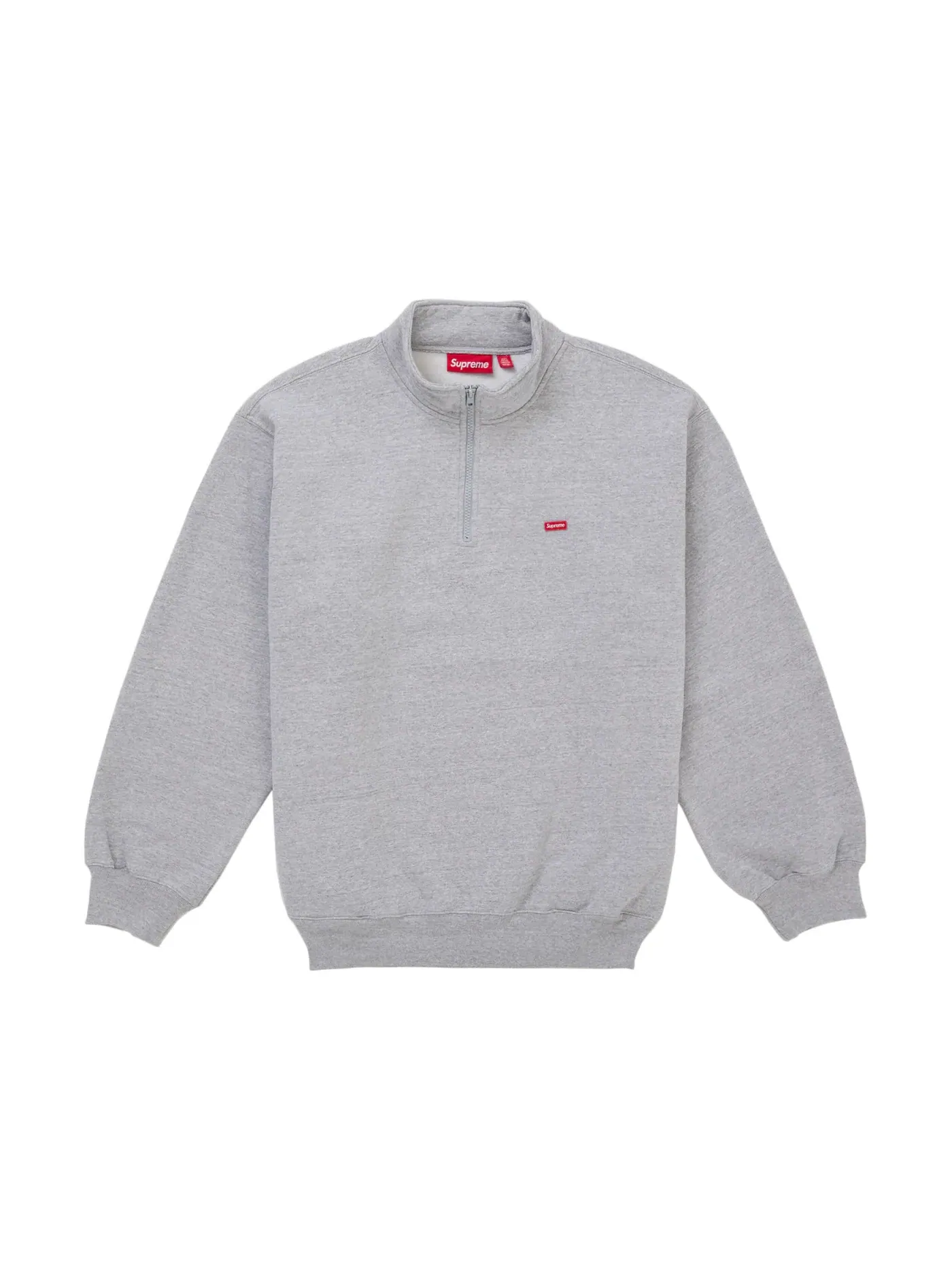 Мужской пуловер с полузастежкой-молнией Small Box Heather Grey Supreme — изображение 1 из 1, серый
