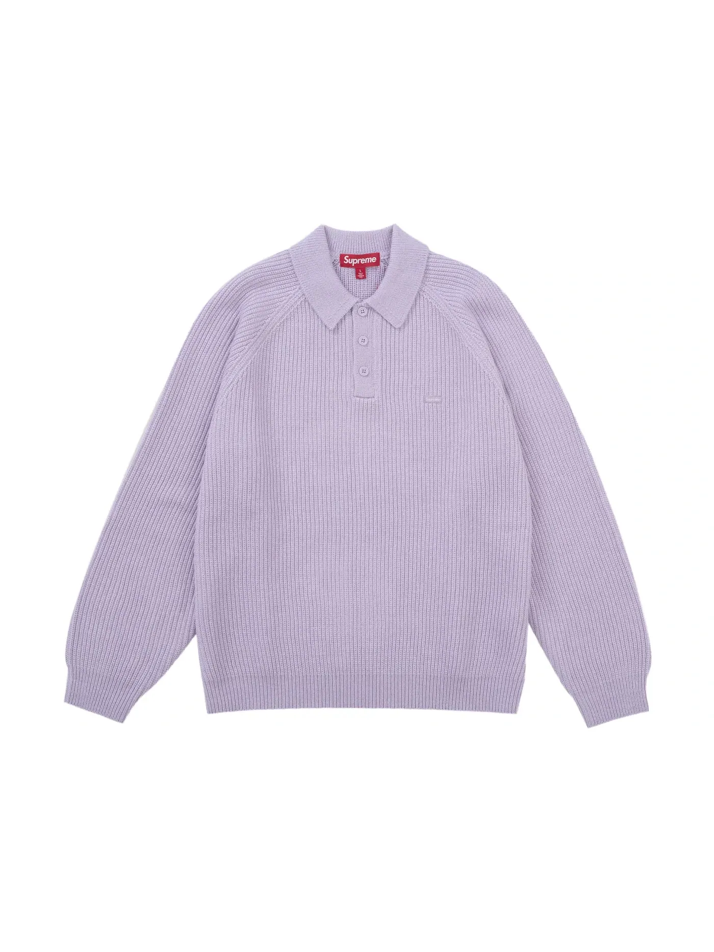 Мужской свитер с вышивкой Supreme Small Box Polo Sweater (FW25) — изображение 1 из 1, светлый фиолетовый