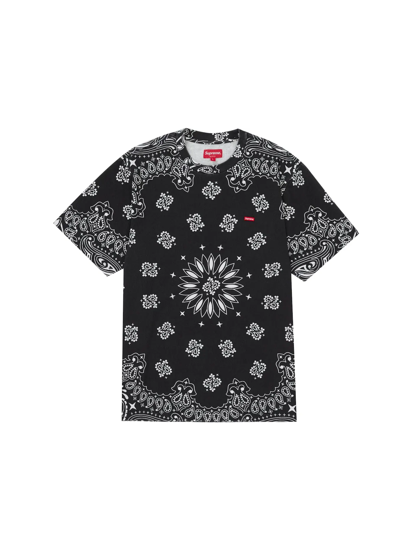 Мужская футболка с принтом Supreme Small Box Tee Black Bandana — изображение 1 из 1
