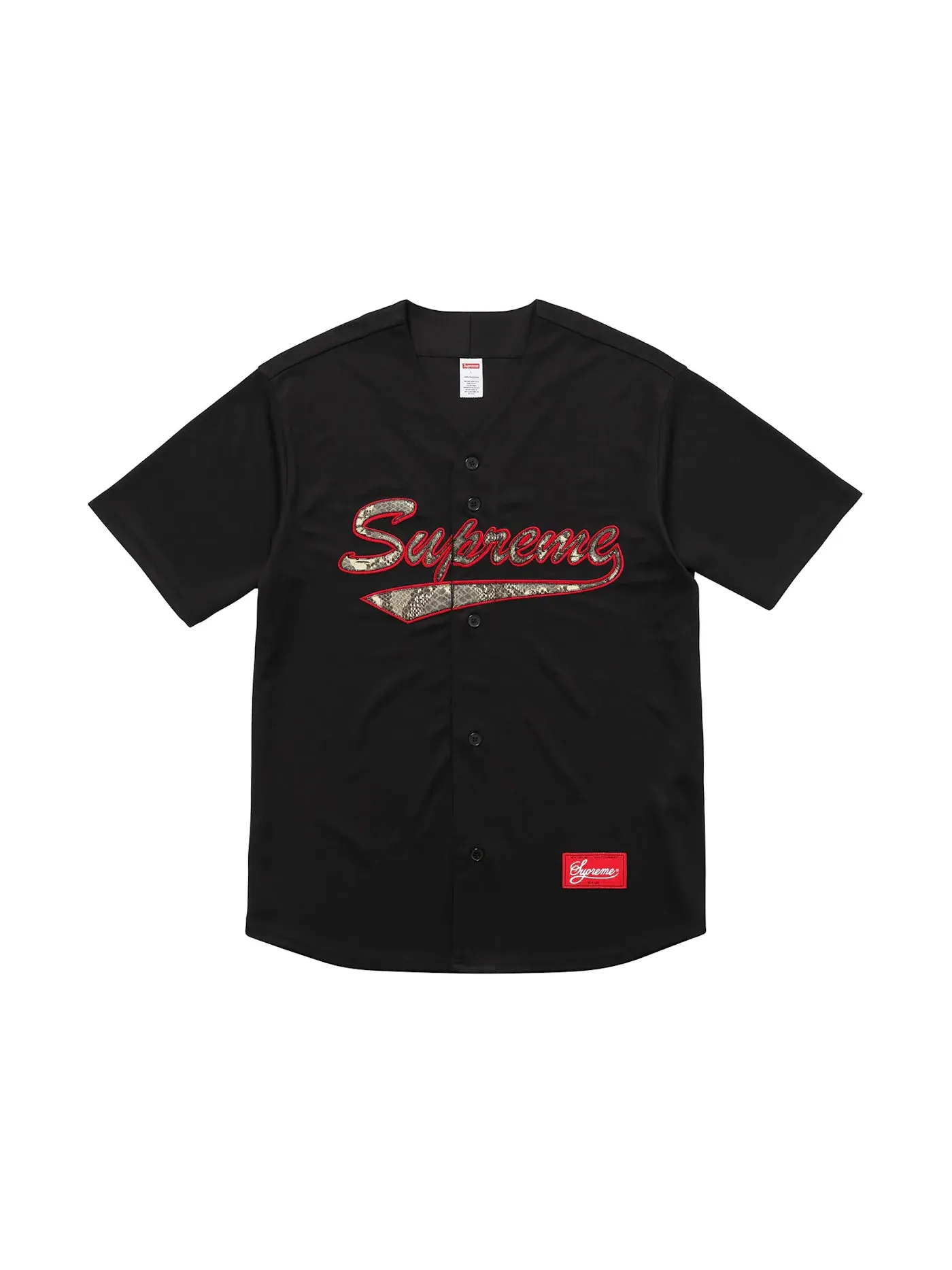 Мужская бейсбольная джерси с принтом Snake Script Logo Supreme — изображение 1 из 1, черный