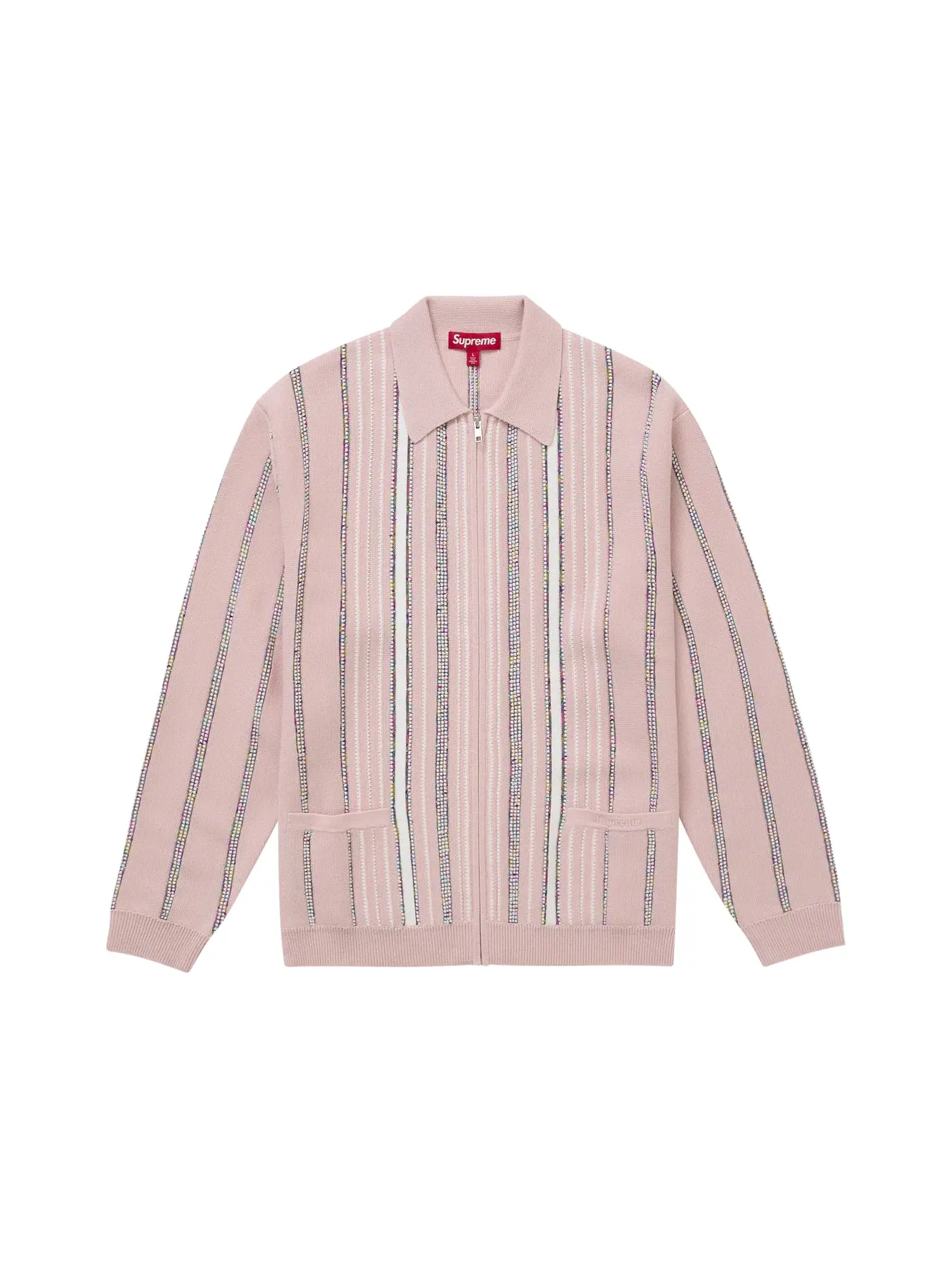 Мужской кардиган на молнии Speckle Stripe Supreme — изображение 1 из 1, розовый