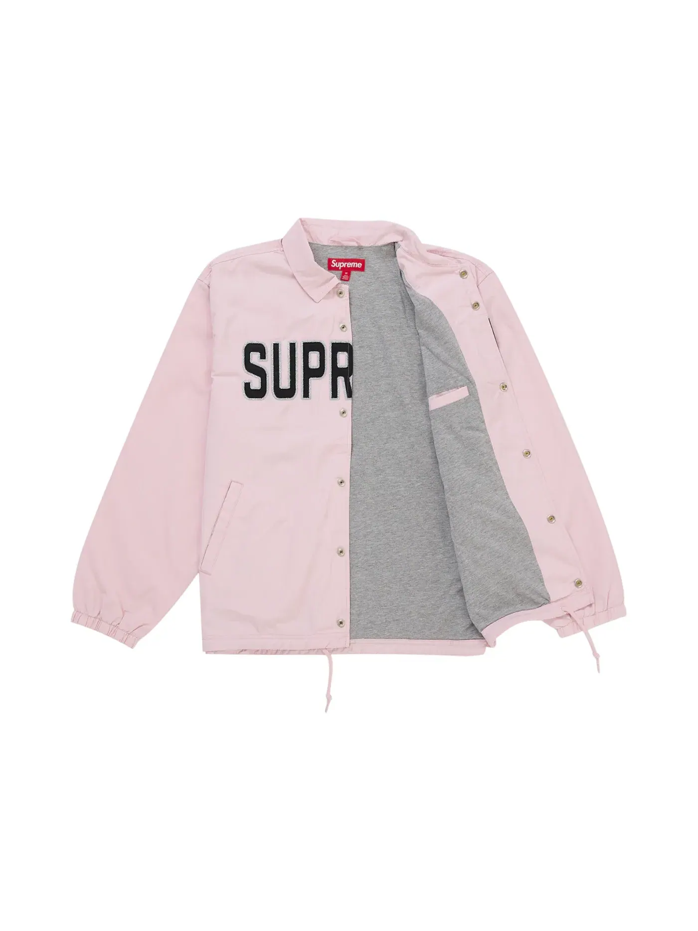Мужская куртка-тренч с принтом Supreme Spellout Coaches Jacket — изображение 2 из 3, розовый