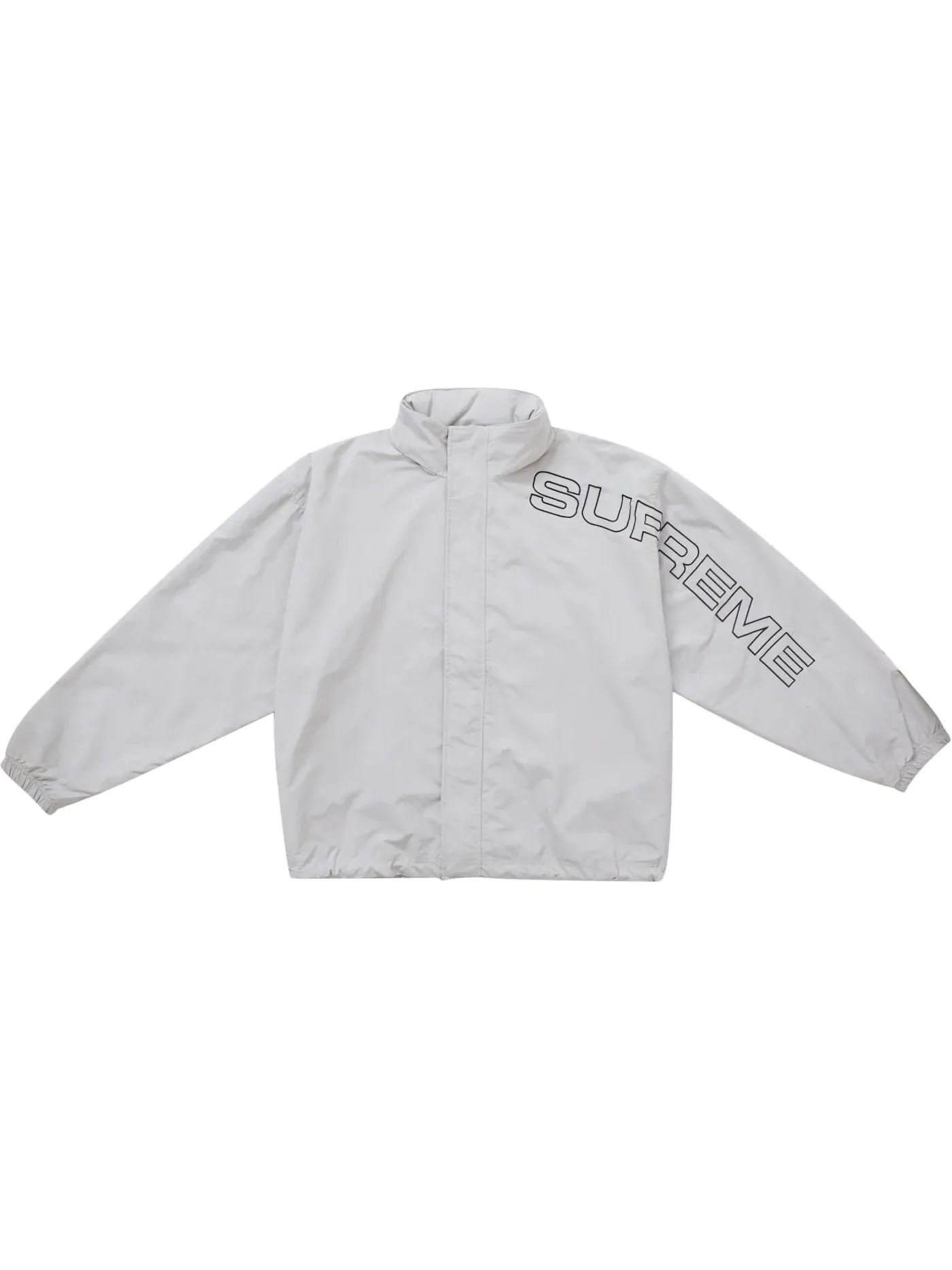 Мужская куртка с вышивкой Supreme Spellout Embroidered Track Jacket — изображение 2 из 4, серый